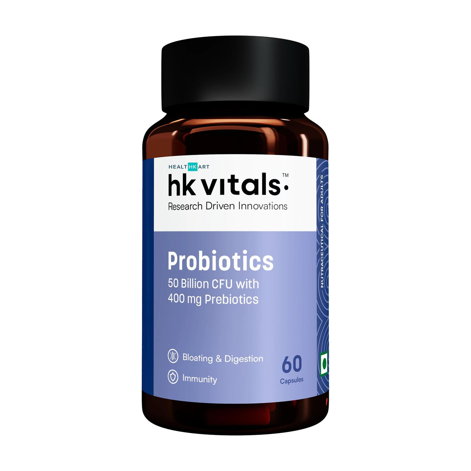 Image of hk vitals Probiotics | 50 Billion CFU with 400mg Prebiotics | For Digestion & Immunity