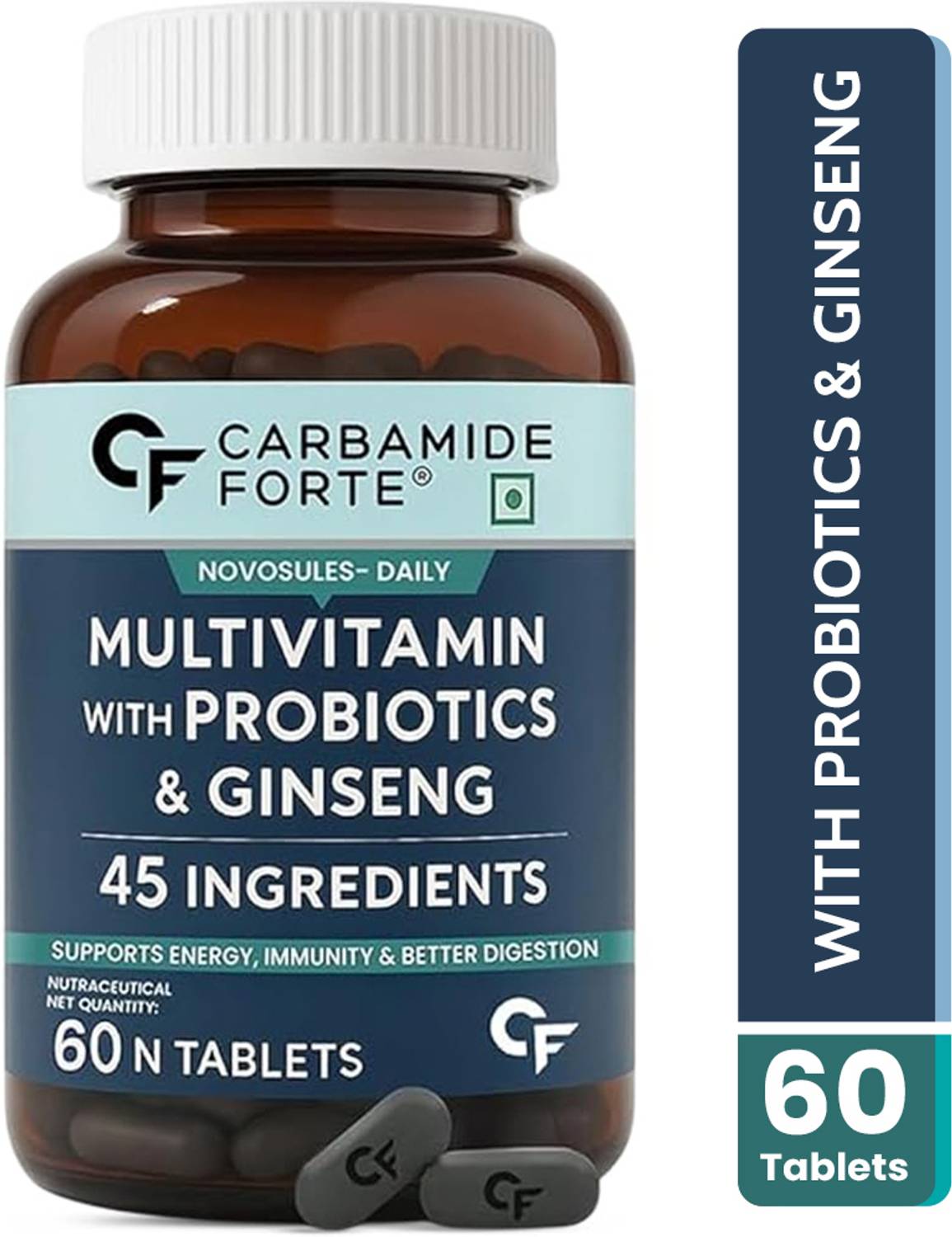 CARBAMIDE FORTE Multivitamin For Men With Probiotics & Ginseng With 45 Ingredients For Immunity