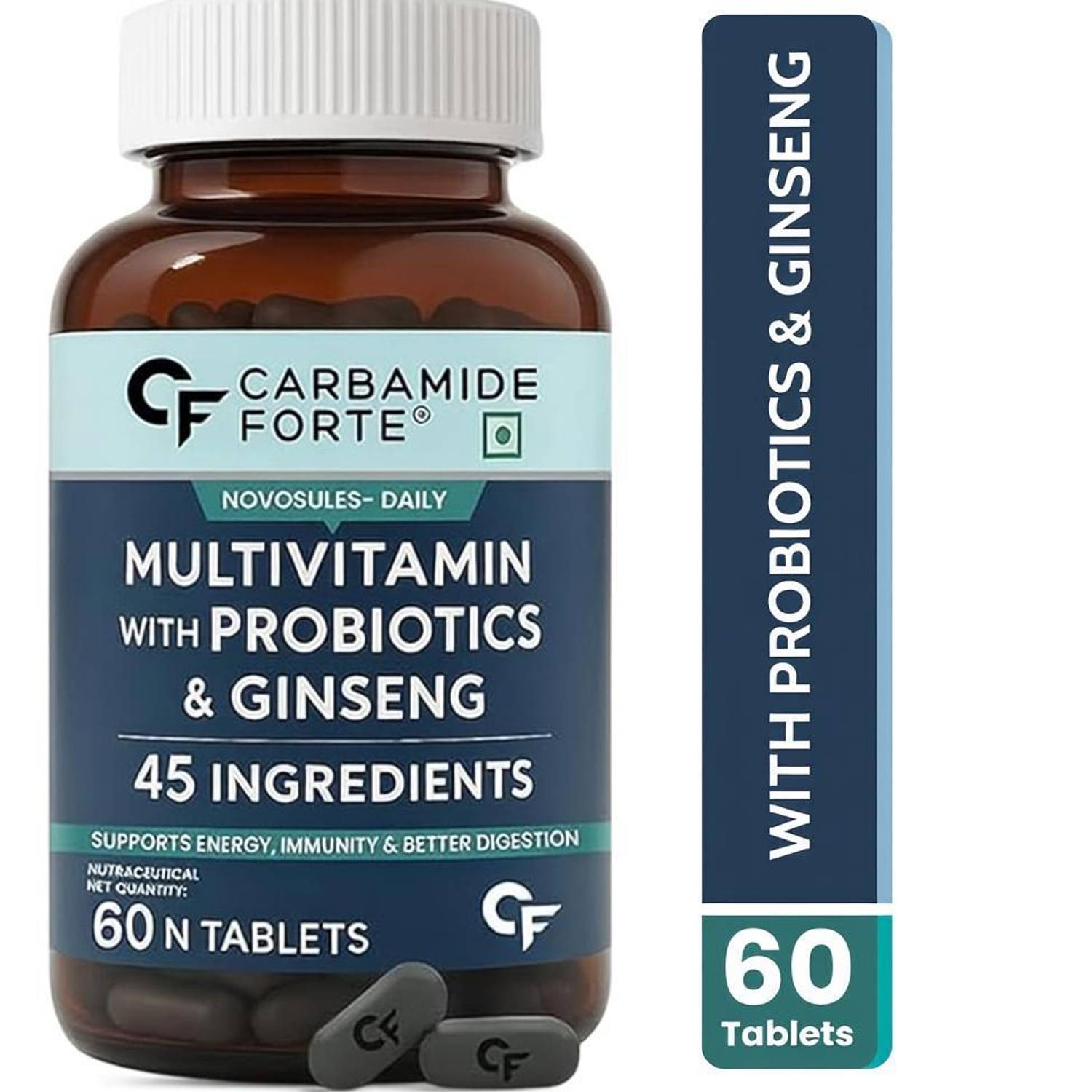 CARBAMIDE FORTE Multivitamin For Men With Probiotics & Ginseng With 45 Ingredients For Immunity