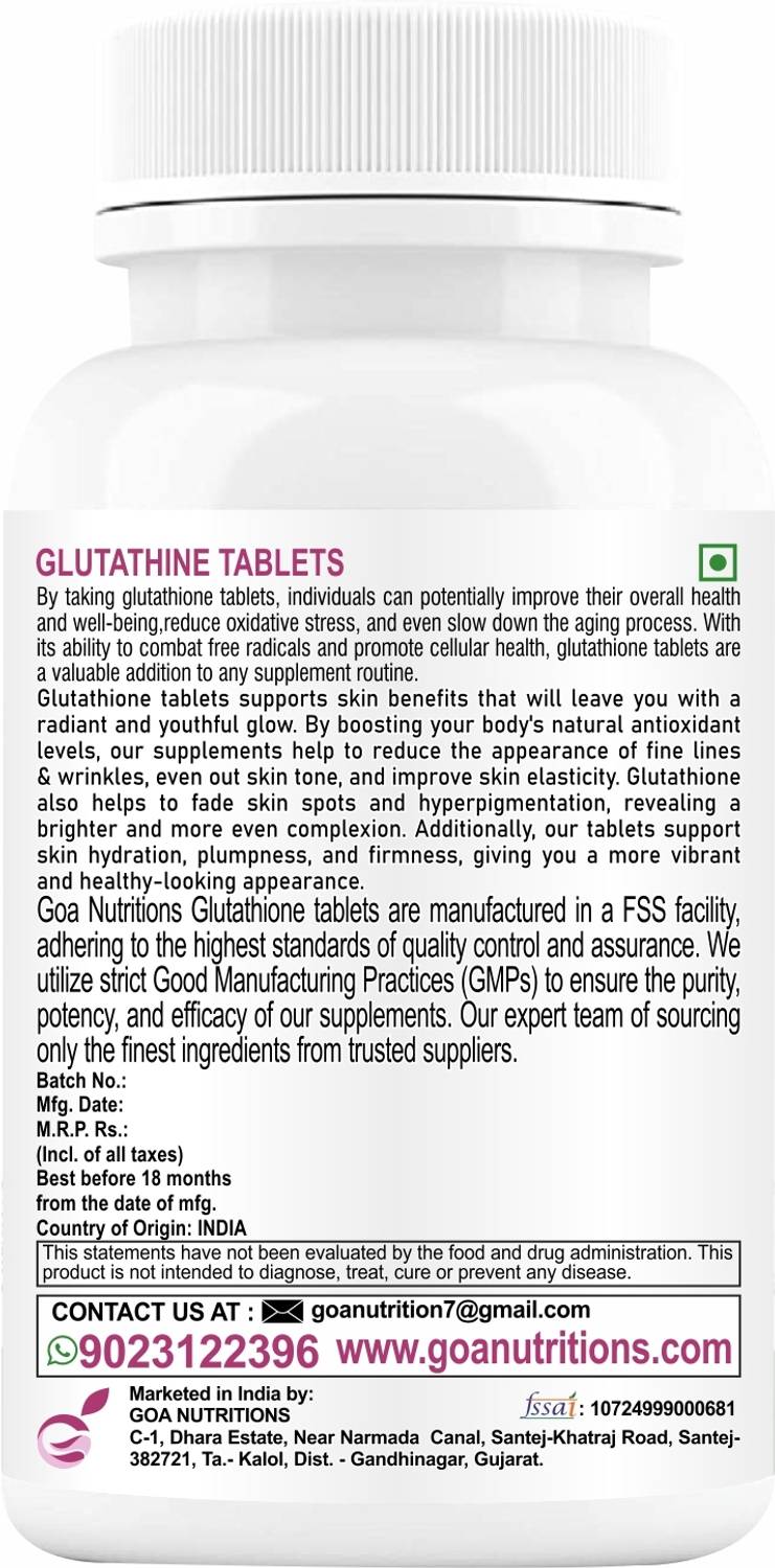 GOA NUTRITIONS Glutathione Tablets 1000mg For Skin, Face, and Hair For Women- 30 Tablet Price in India - Buy GOA NUTRITIONS Glutathione Tablets 1000mg For Skin, Face, and Hair For Women- 30 GOA NUTRITIONS Glutathione Tablets 1000mg For Skin, Face, and Hair For Women- 30 Tablet Price in India - Buy GOA NUTRITIONS Glutathione Tablets 1000mg For Skin, Face, and Hair For Women- 30