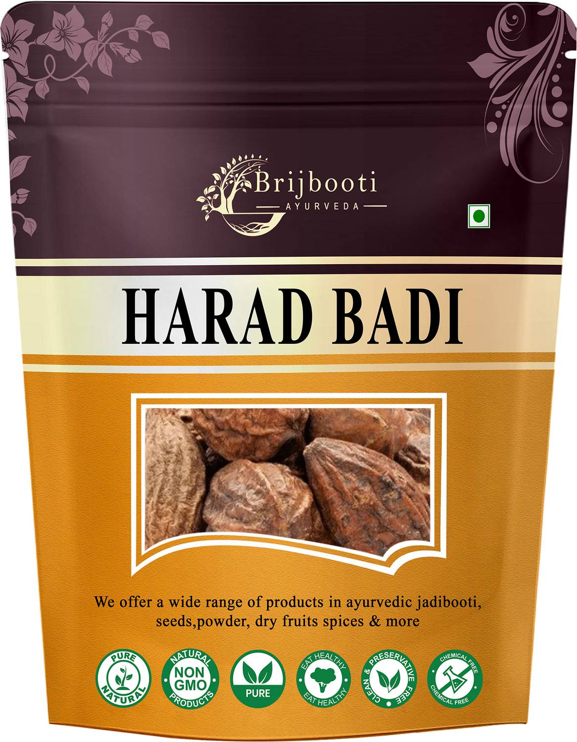 BrijBooti Natural Harad badi - Kadukkai - Karakkaya - Yellow Terminalia Chebula, Haritaki