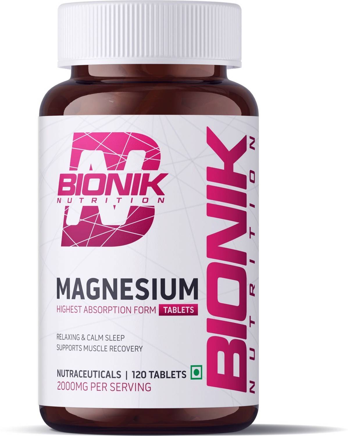 BIONIK NUTRITION Magnesium Glycinate 2000mg for Sleep, Muscle Recovery & Stress Relief – 60 Tabs