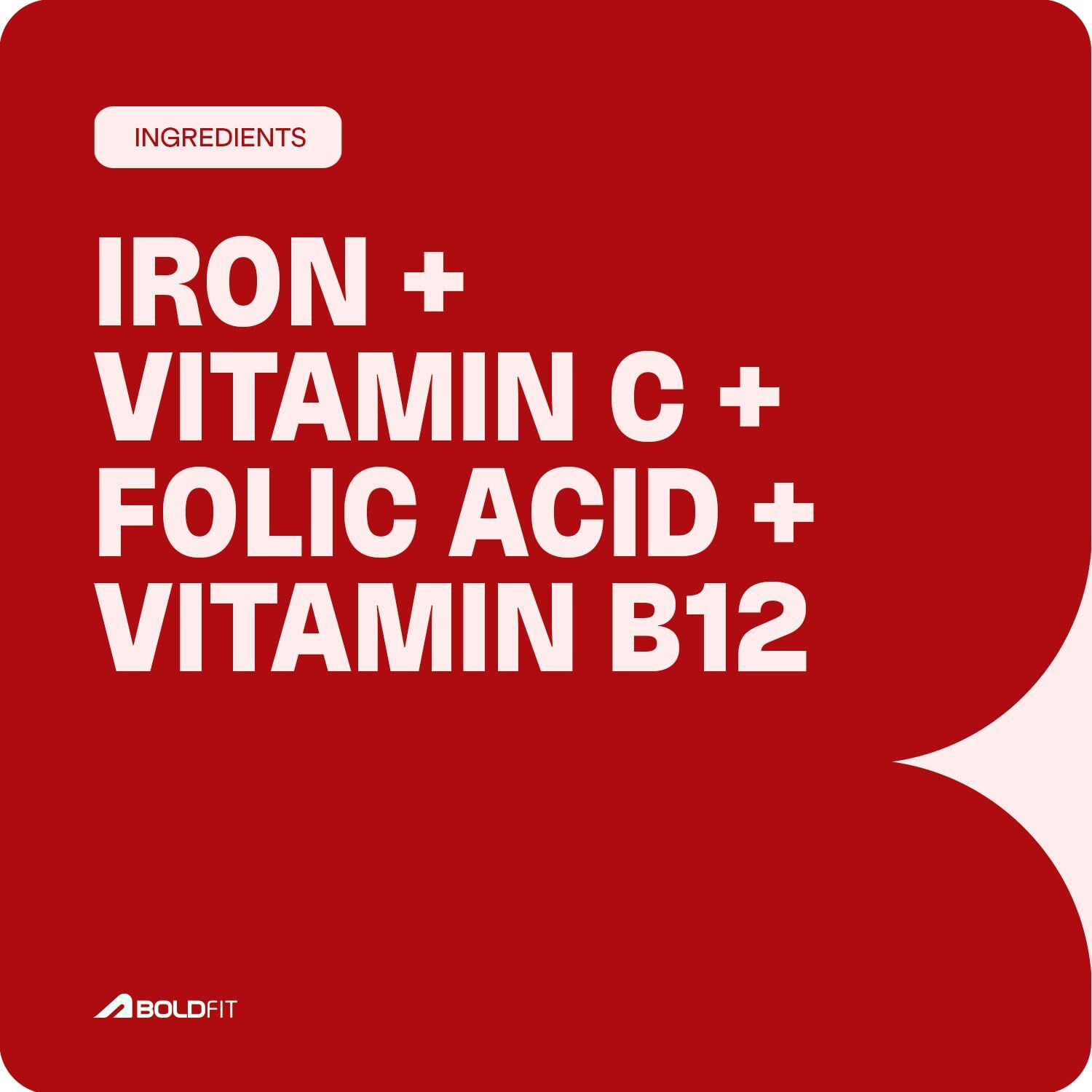 Image of BOLDFIT Iron supplement for women & Men with Vitamin c, folic acid & Vitamin B12
