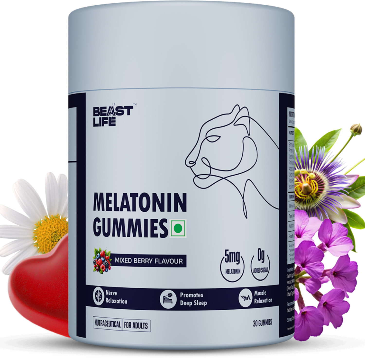 Image of BeastLife Melatonin Gummies 5mg- Promotes Deep Sleep | Non-Habit Forming | Relieves Stress