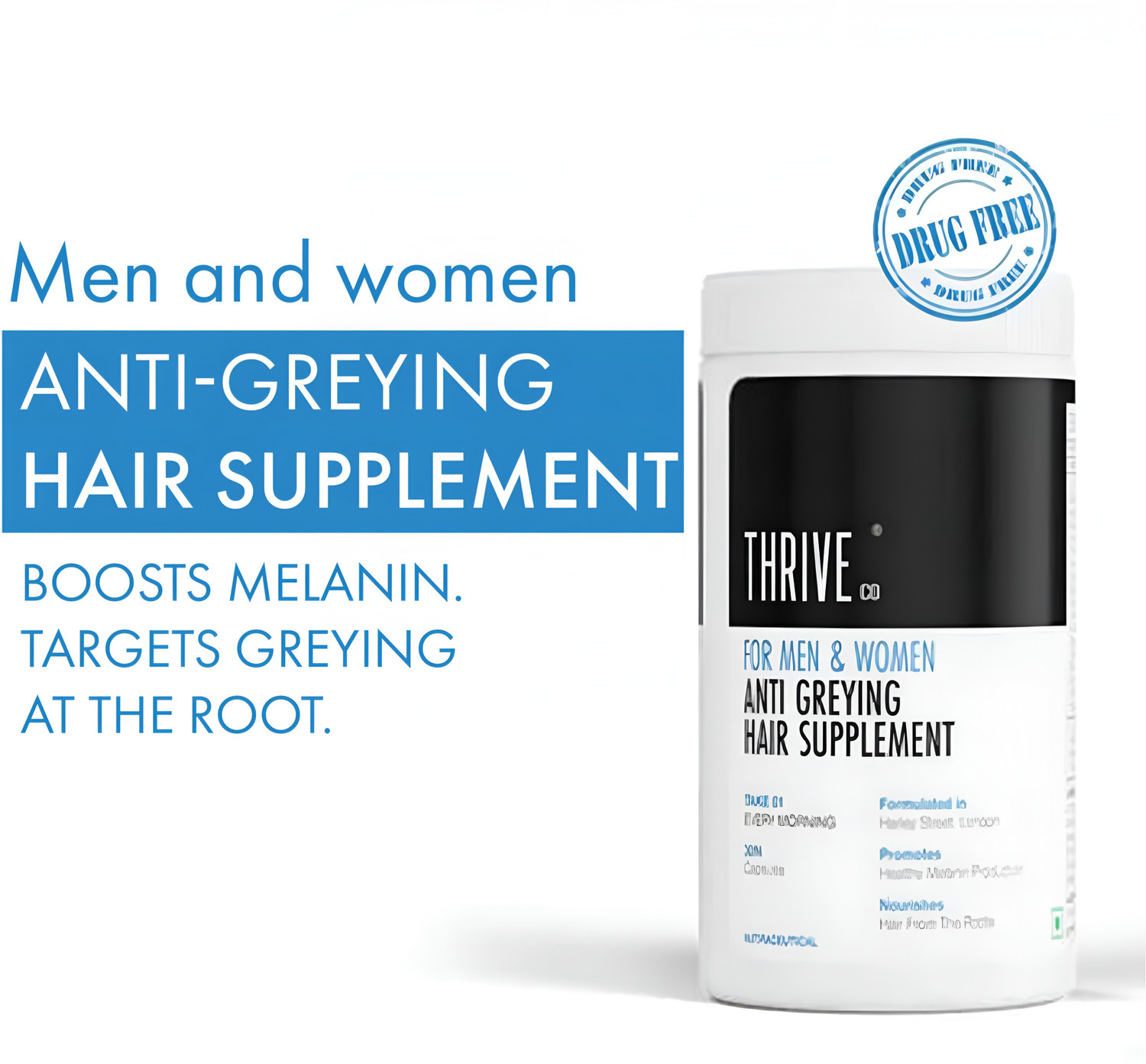 Image of ThriveCo Anti-Greying Supplement | Drug-Free | Delays Greying & Restores Melanin
