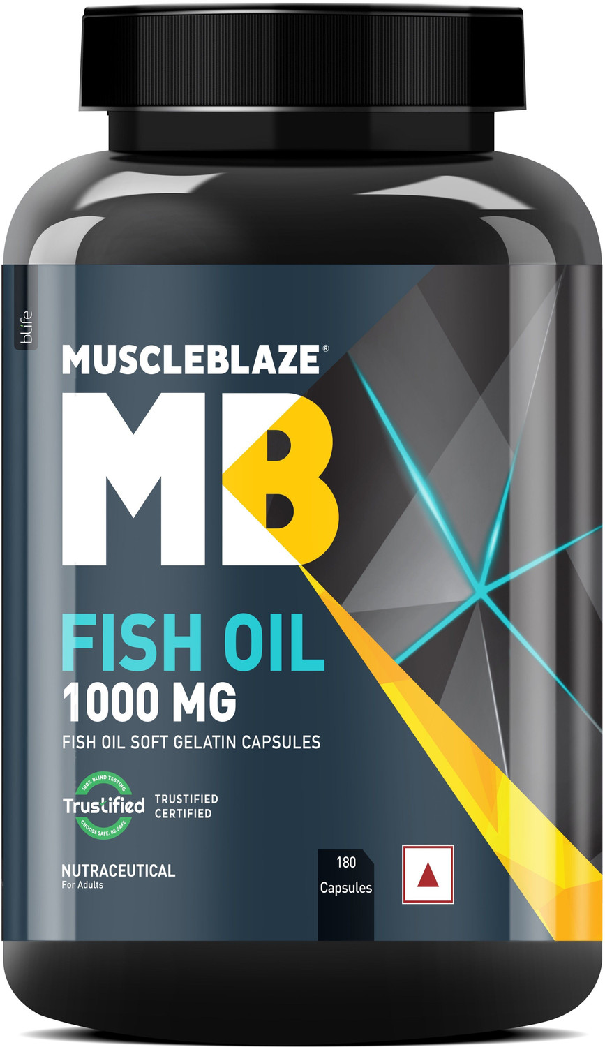 Image of MUSCLEBLAZE Omega 3 Fish Oil 1000 mg (180mg EPA and 120mg DHA)