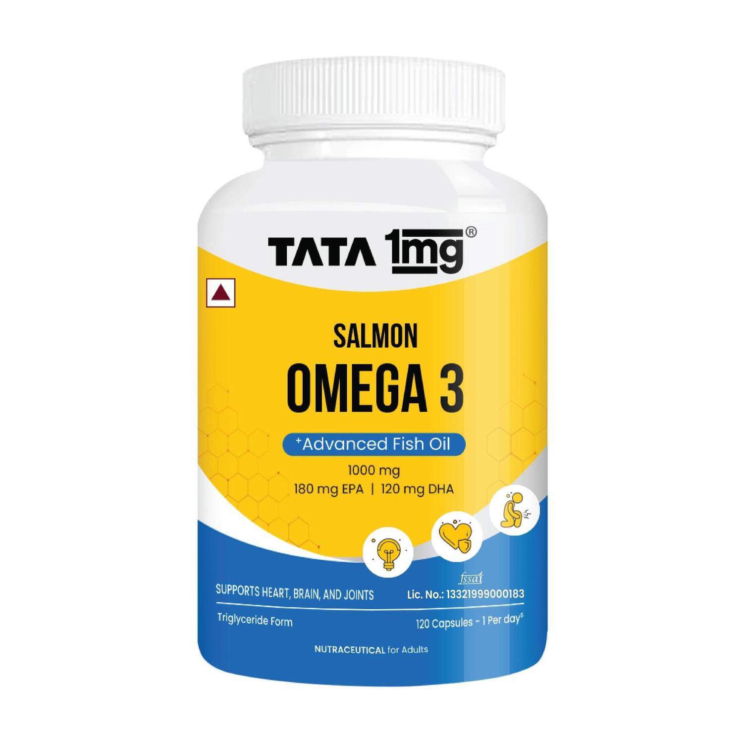 TATA 1mg Salmon Omega 3 Fish Oil| Advanced Fish Oil supplement with 180mg EPA & 120mg DHA