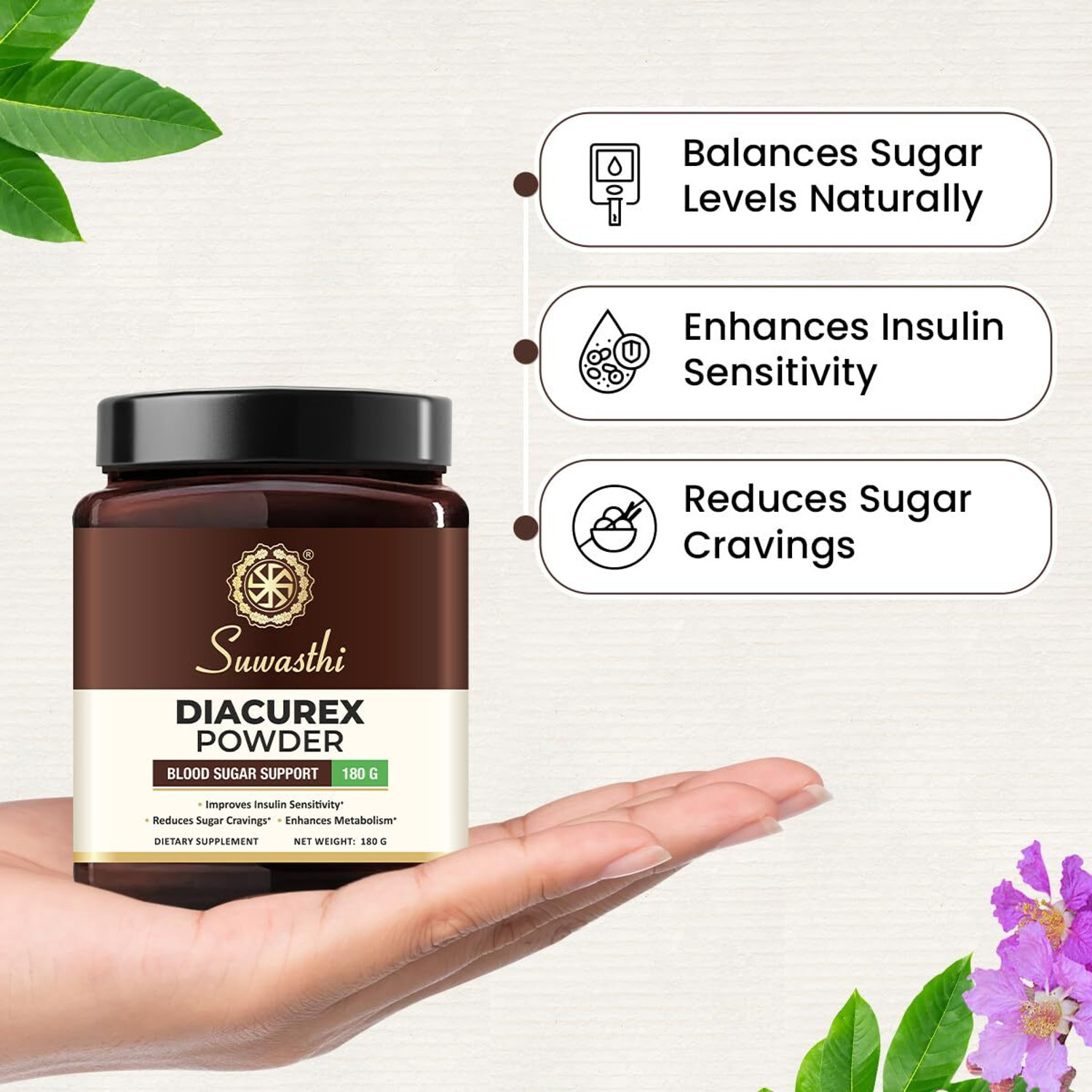 Image of SUWASTHI DiaCurex Powder 100% Natural Supplement for Managing Blood Sugar Diabetes Powder