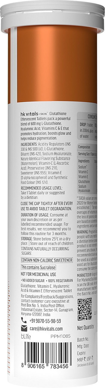 Image of hk vitals Glutathione Skin Glow Effervescent Tablets With Mixed Flavor