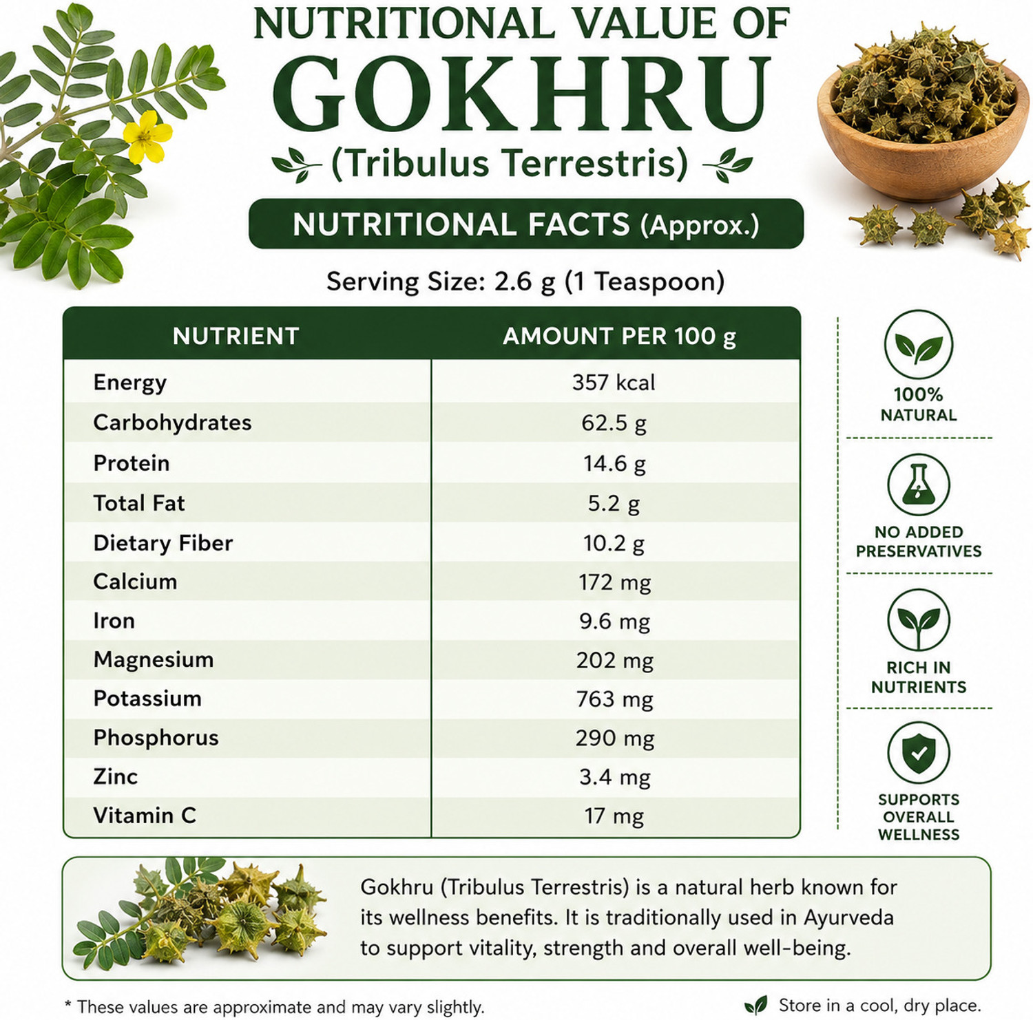 Image of TRIDEVA AYURVEDA Gokhru Chota Raw | Tribulus Terrestris Seeds | Small Caltrops