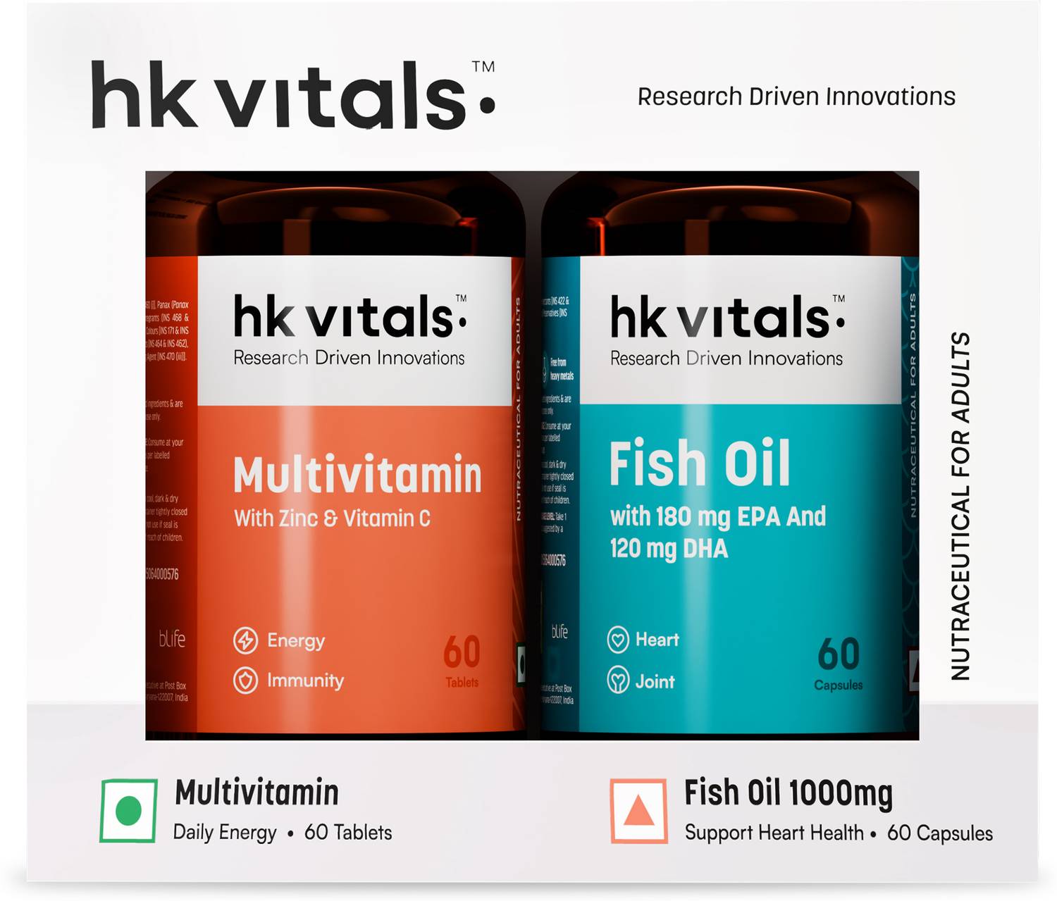 hk vitals Fish Oil + Multivitamin | 1000mg Omega 3 with 180mg EPA & 120mg DHA