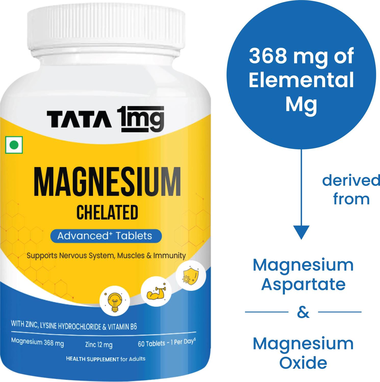 TATA 1mg Chelated Magnesium Plus Zinc 60 Tablets - Image 4
