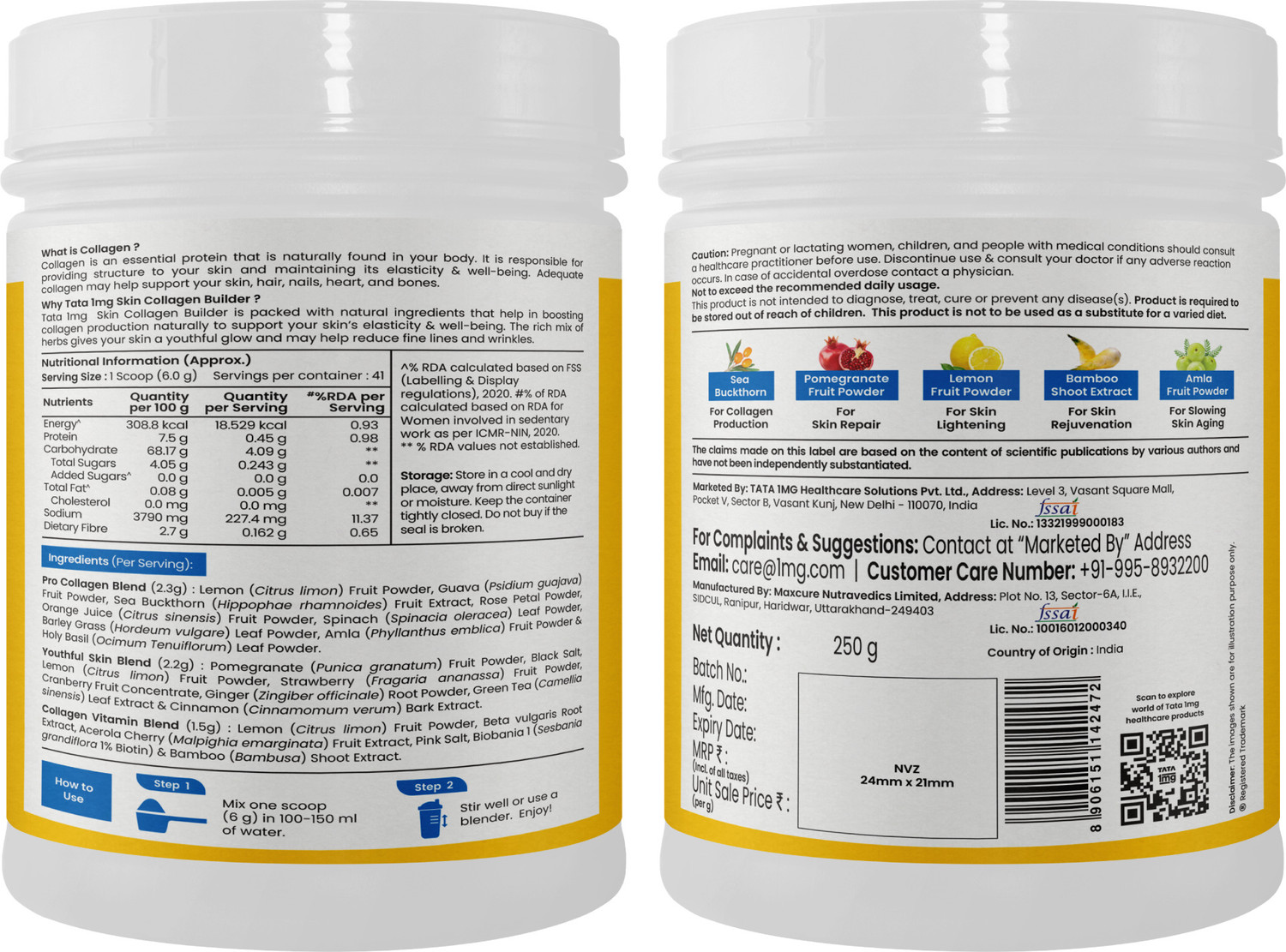 Image of TATA 1mg Skin Collagen Builder | Plant-Based Collagen Supplement for Skin & Glow