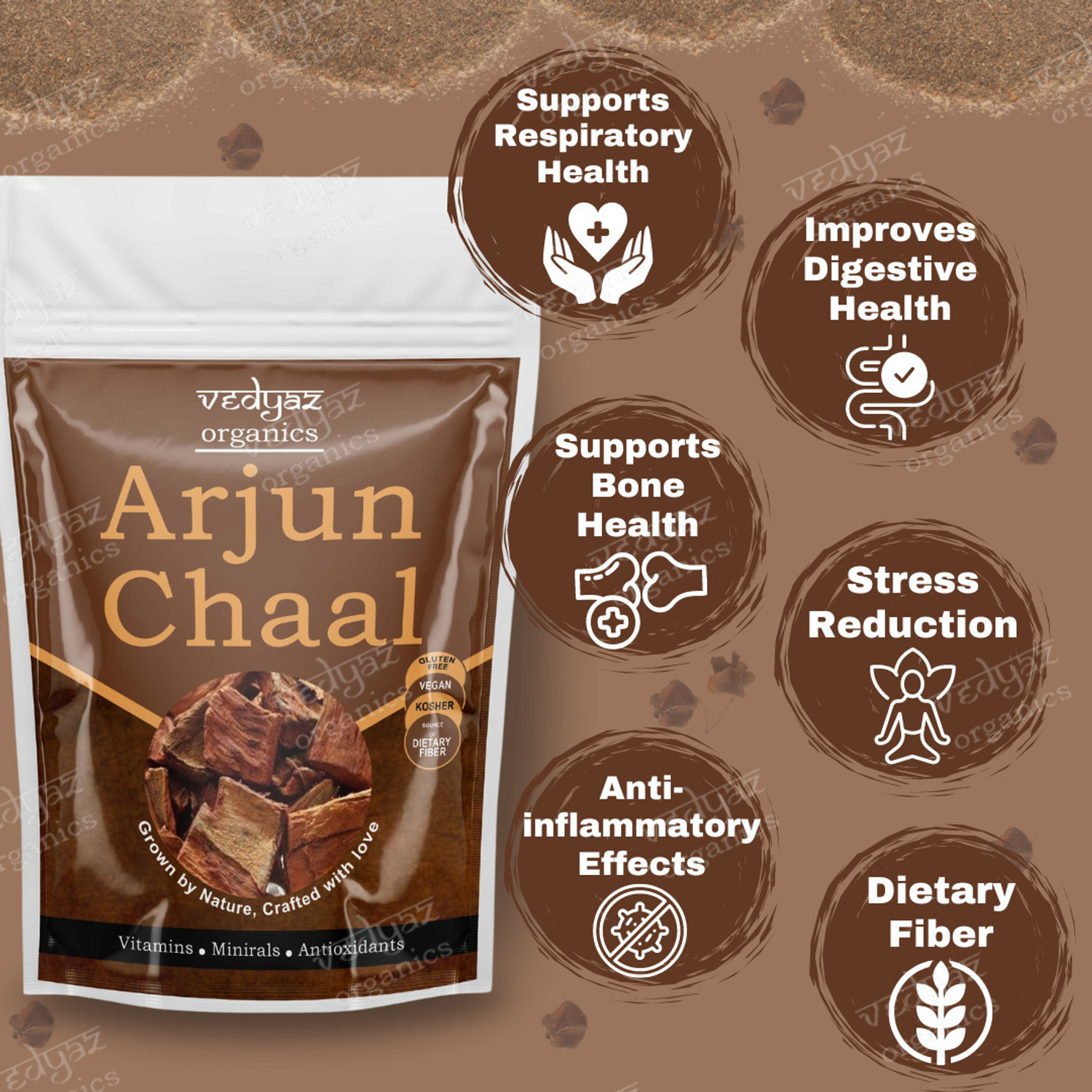 Image of Vedyaz Organic Arjun ki chaal-Terminalia Arjuna-100% Organic Arjun Bark /Dry sticks for Cooking
