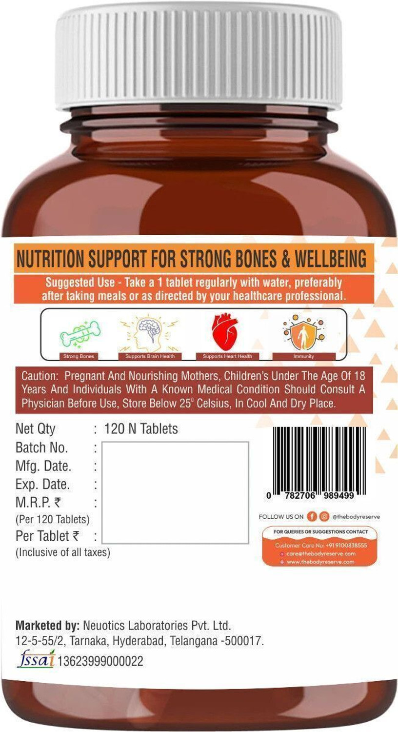Image of THE BODY RESERVE Vitamin D3 K2 MK7 100% RDA Plant-Based Supplement from Lichen Source