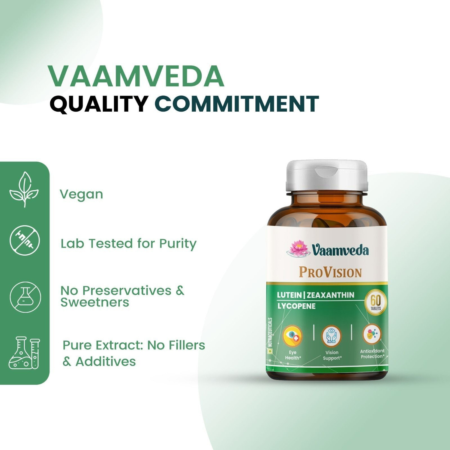 Image of Vaamveda ProVision Eye Care Supplement Lutein Zeaxanthin Eye Health Vision Support
