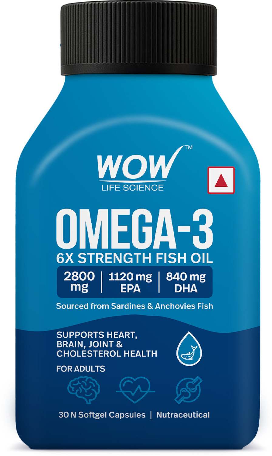 Image of WOW Life Science Omega-3 Fish Oil Softgel Capsules 6x Strength with 1120mg EPA & 840mg DHA