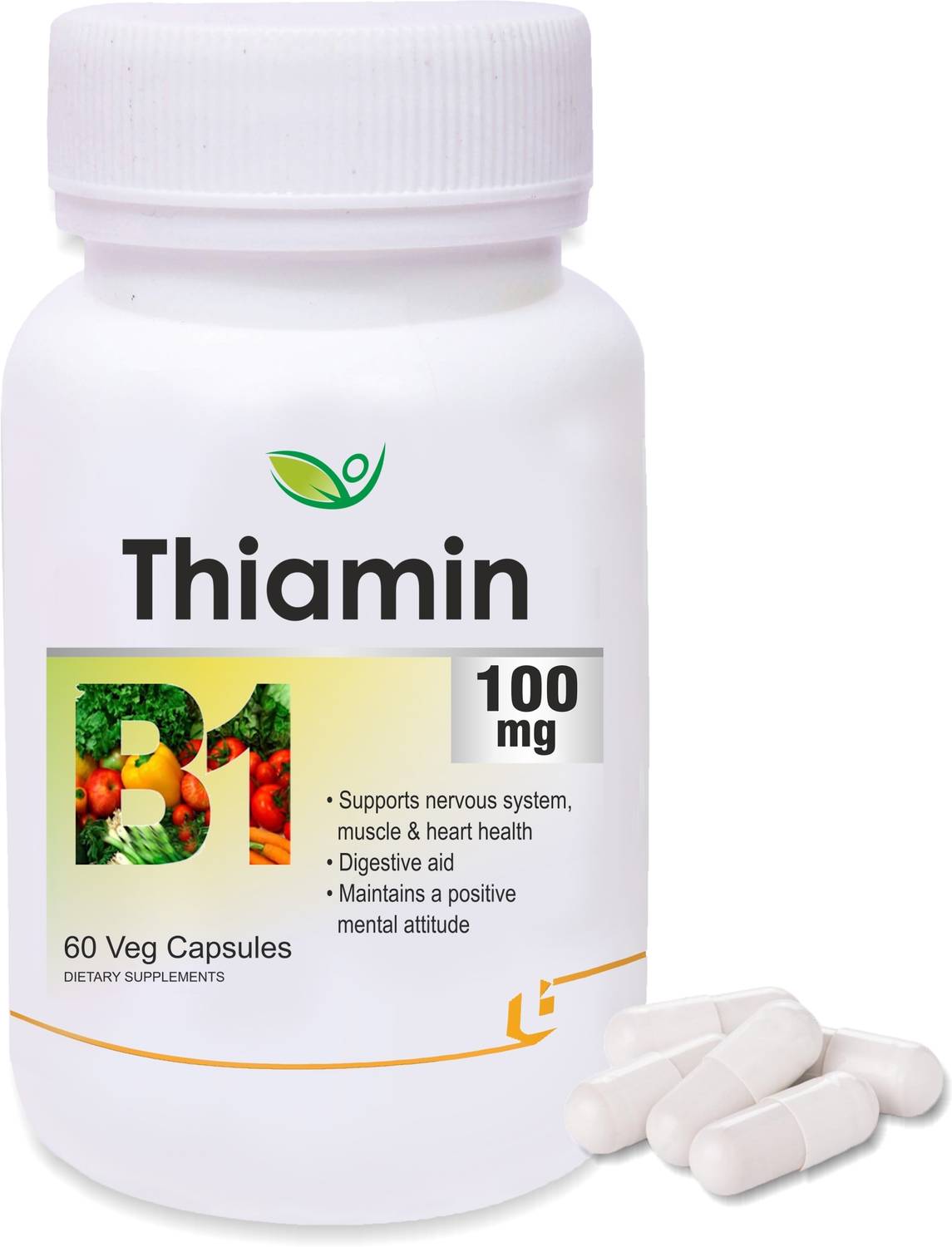 BIOTREX NUTRACEUTICALS Thiamine Vitamin B1 Supplement - 60 Veg Capsules