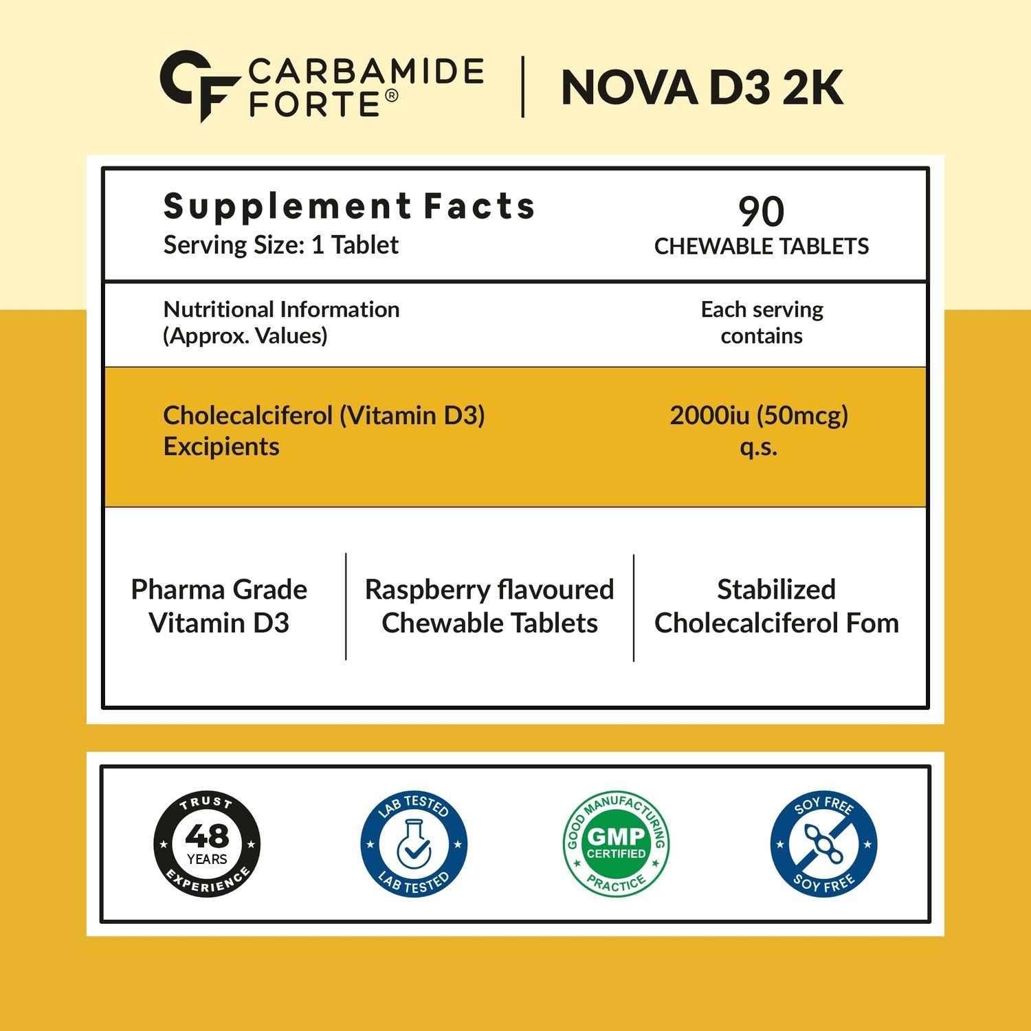 Image of CARBAMIDE FORTE Chewable Cholecalciferol Vitamin D3 2000 IU Supplement