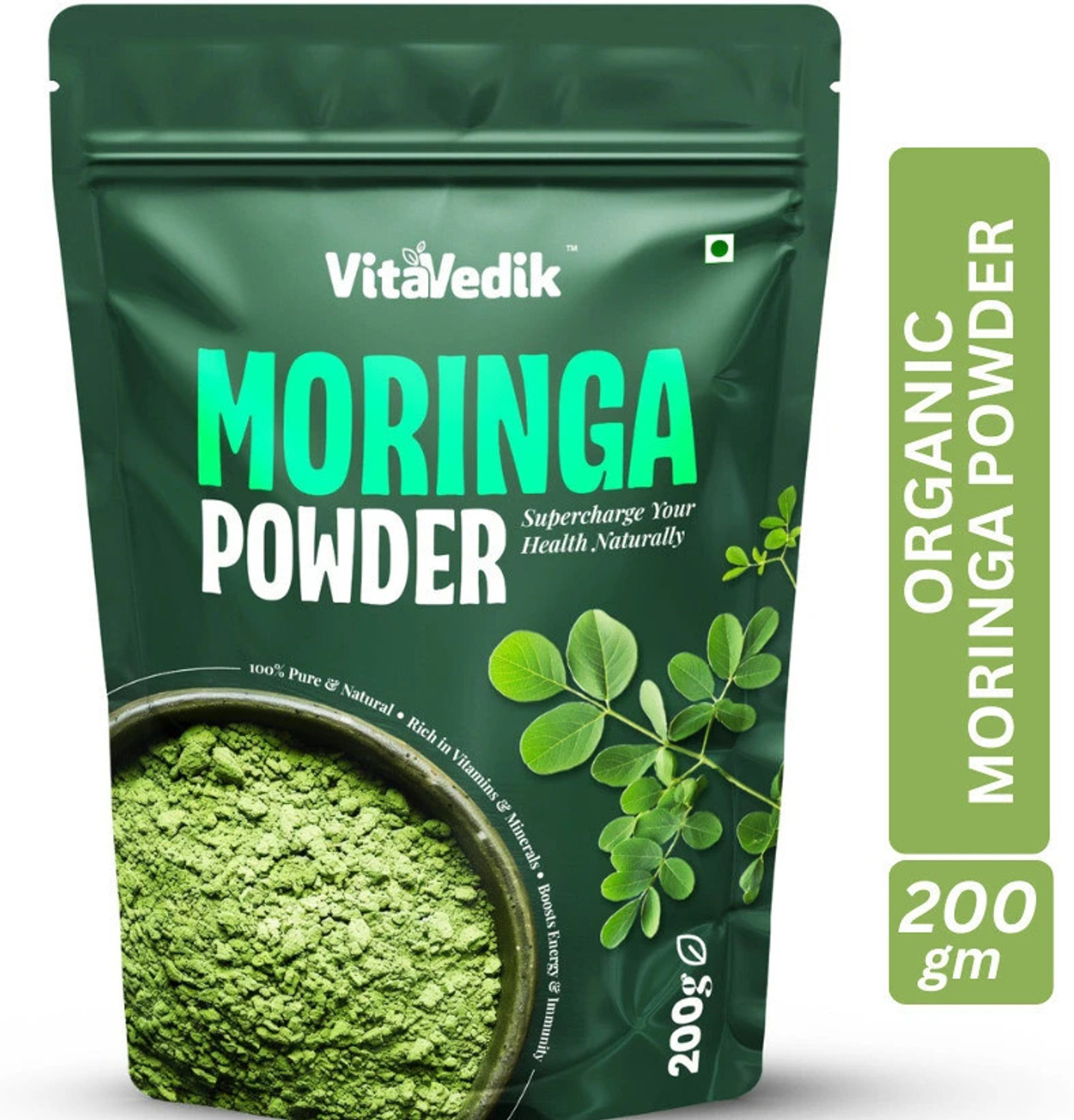 Image of VitaVedik Moringa Powder 200gm | 100% Pure & Natural | Superfood for Immunity & Energy