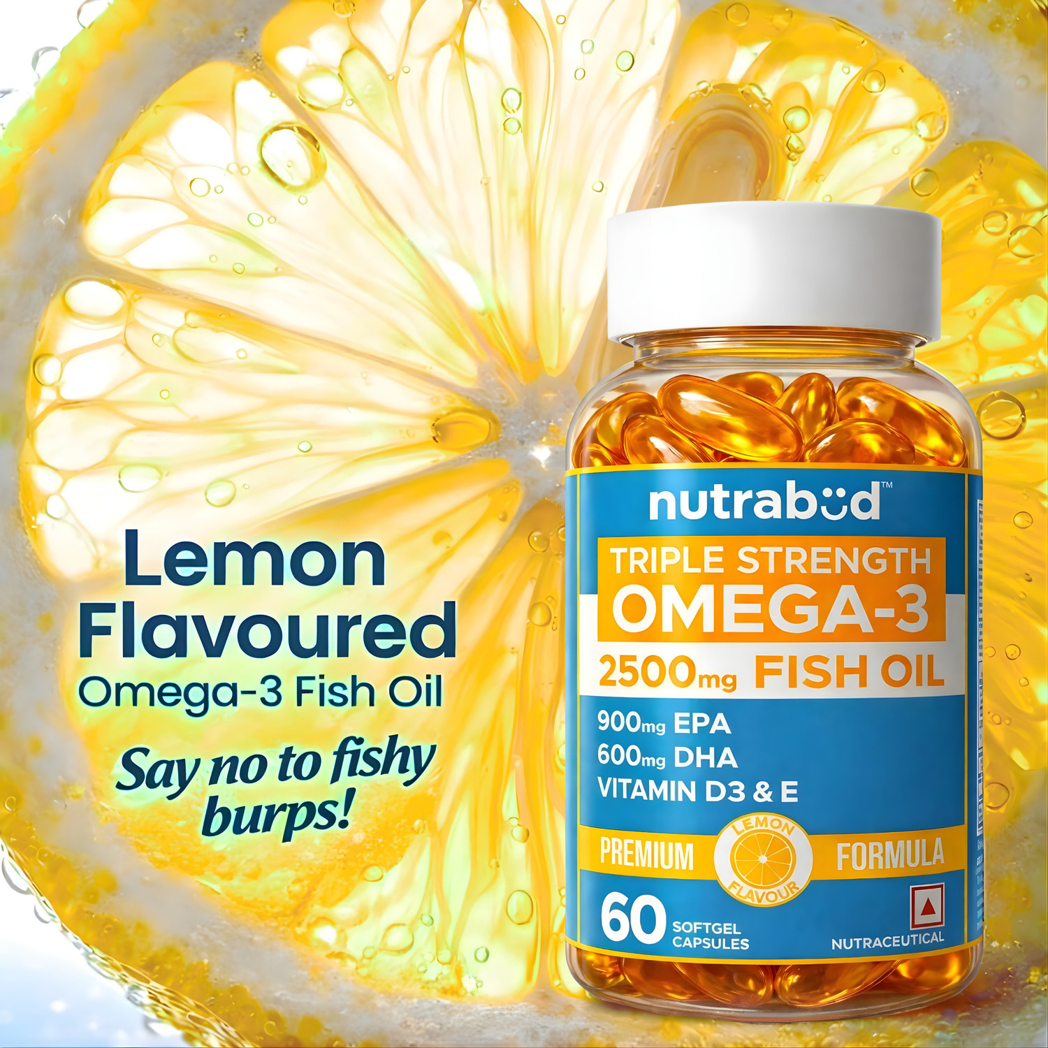 Image of Nutrabud Omega 3 Fish Oil 2500mg - Triple Strength - EPA:900mg DHA:600mg