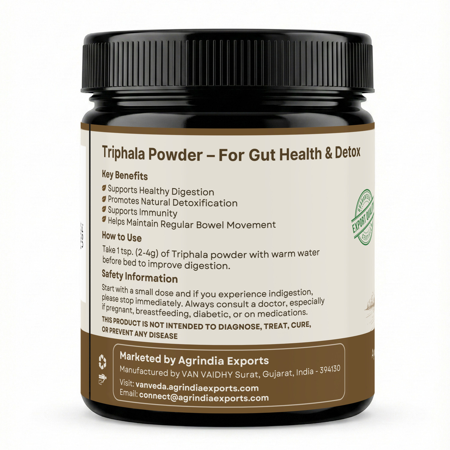 Image of Vanveda Organic Triphala Powder | Promotes Gut Health | Ayurvedic Digestive Support 200G