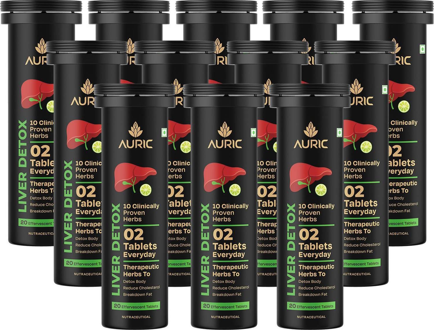 Auric Liver Detox | Effervescent Tablets with 10 Ayurvedic Herbs |Liv 365