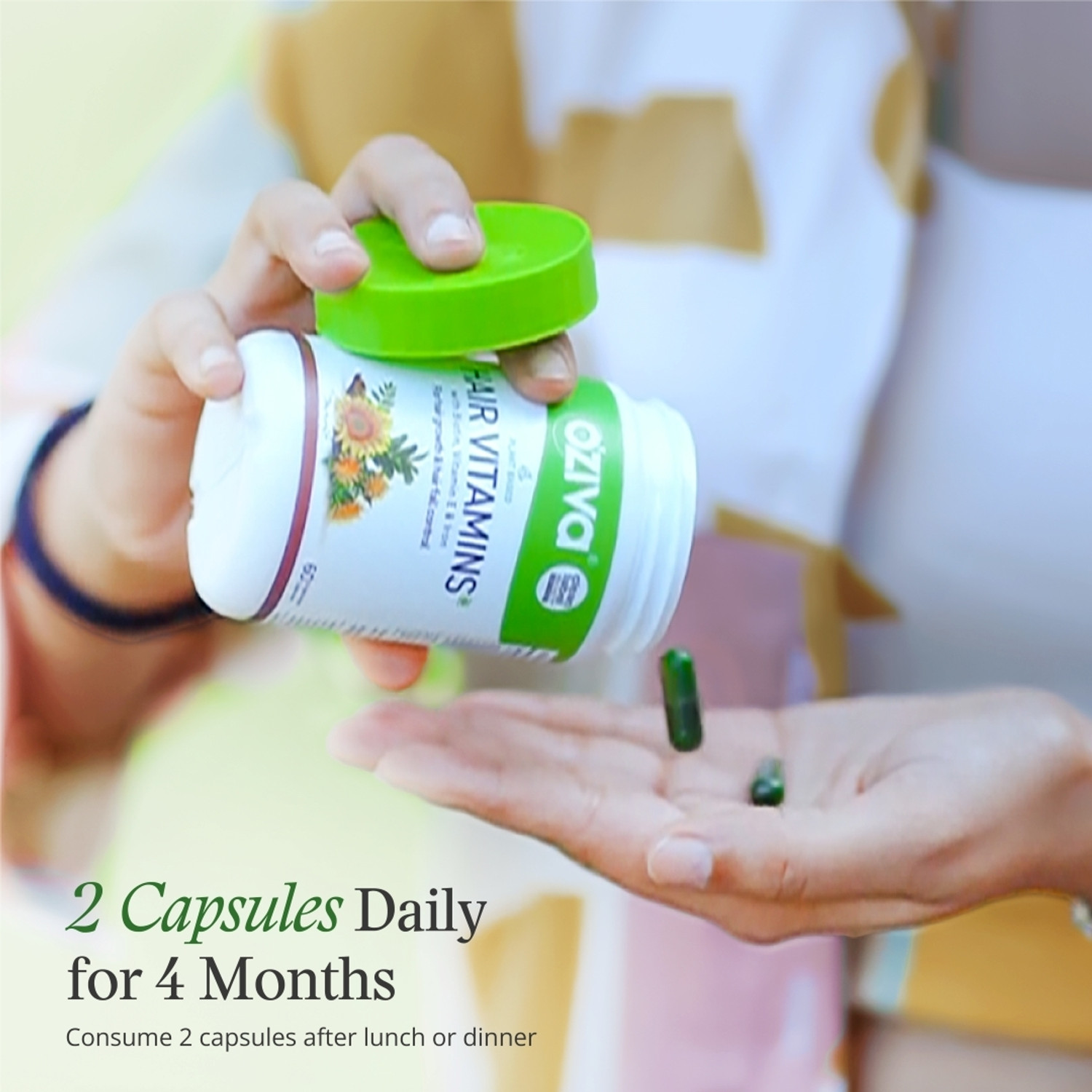 Image of OZiva Hair Vitamins (with Biotin & Iron)for Hair Regrowth & Hairfall Control
