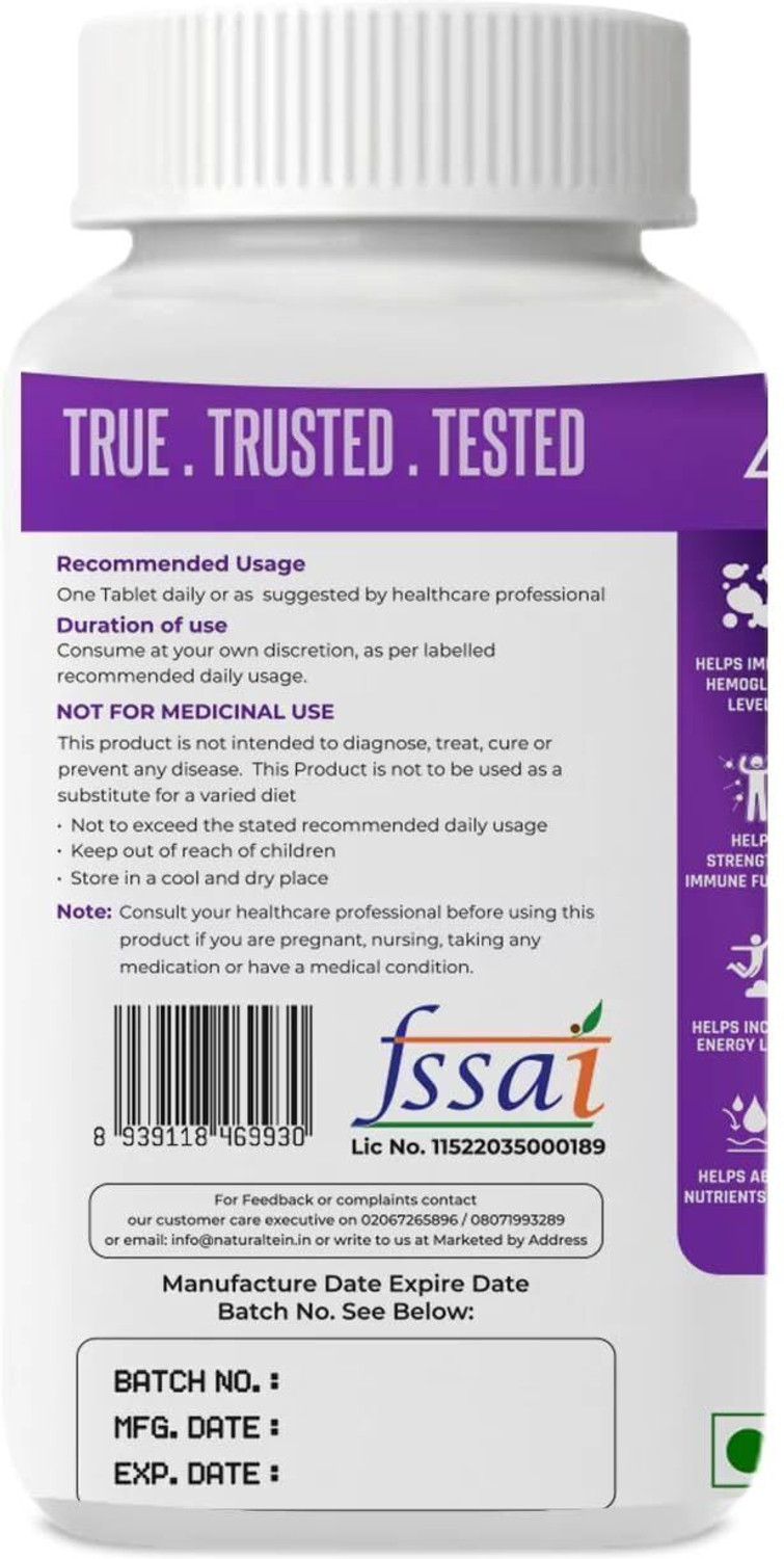 Image of NATURALTEIN Iron Bisglycinate with Vitamin C for Men| Clean & Additive-Free