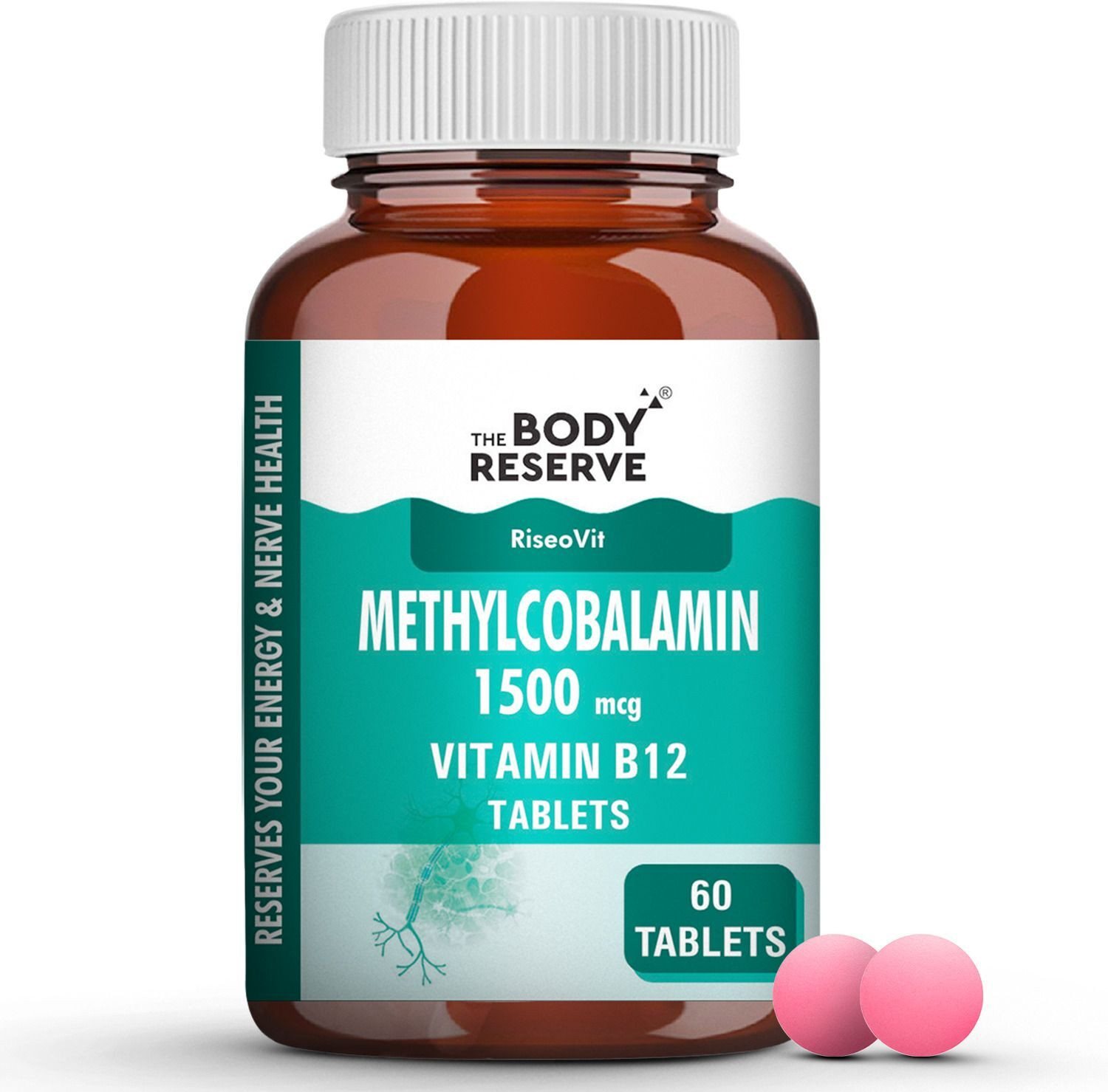 Image of THE BODY RESERVE Vitamin B12 Tablets 1500 mcg as Methylcobalamin Supplements for Men & Women(60)