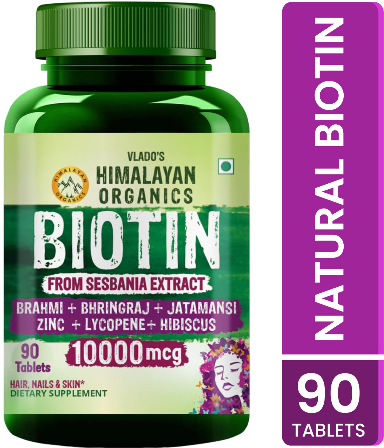 Image of Vlado's Himalayan Organics Biotin 10000 MCG Sesbania Grandiflora Extract for Hair, Skin & Nails