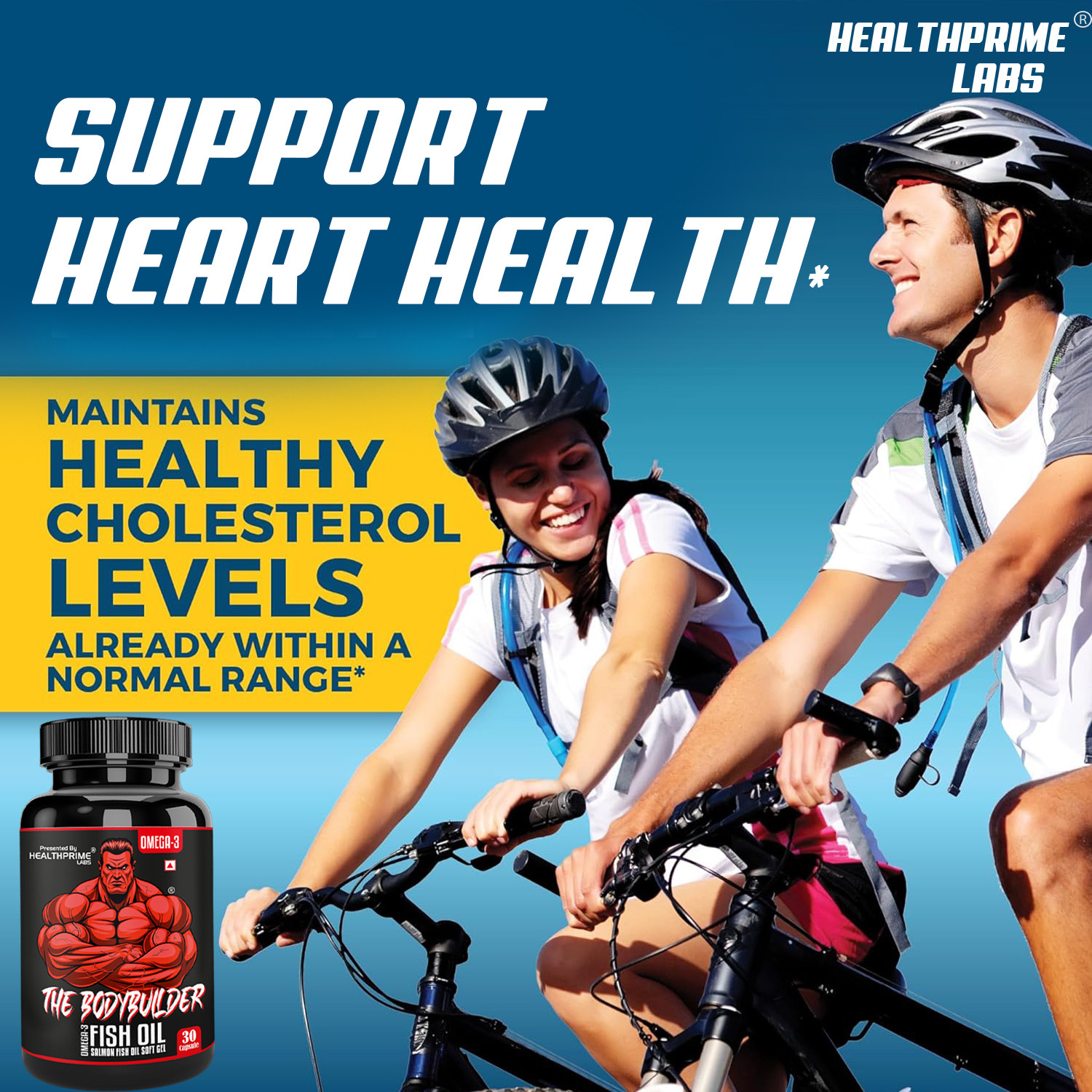 Image of HEALTHPRIME LABS The Bodybuilder Omega 3 Fish Oil 1000mg with EPA+DHA for Heart & Muscle Health