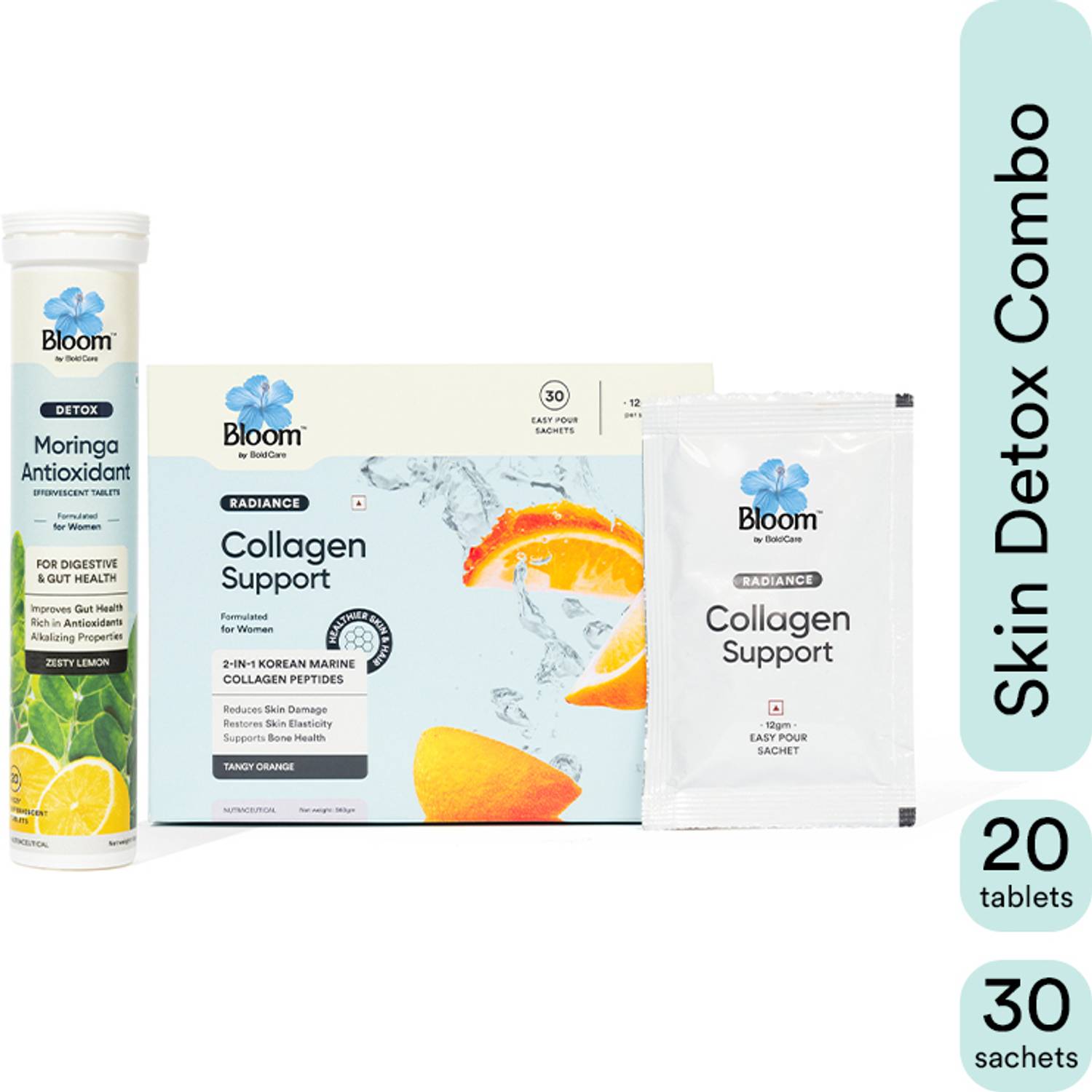 Bloom Moringa & Collagen Powder Combo | For Better Digestion & Skin