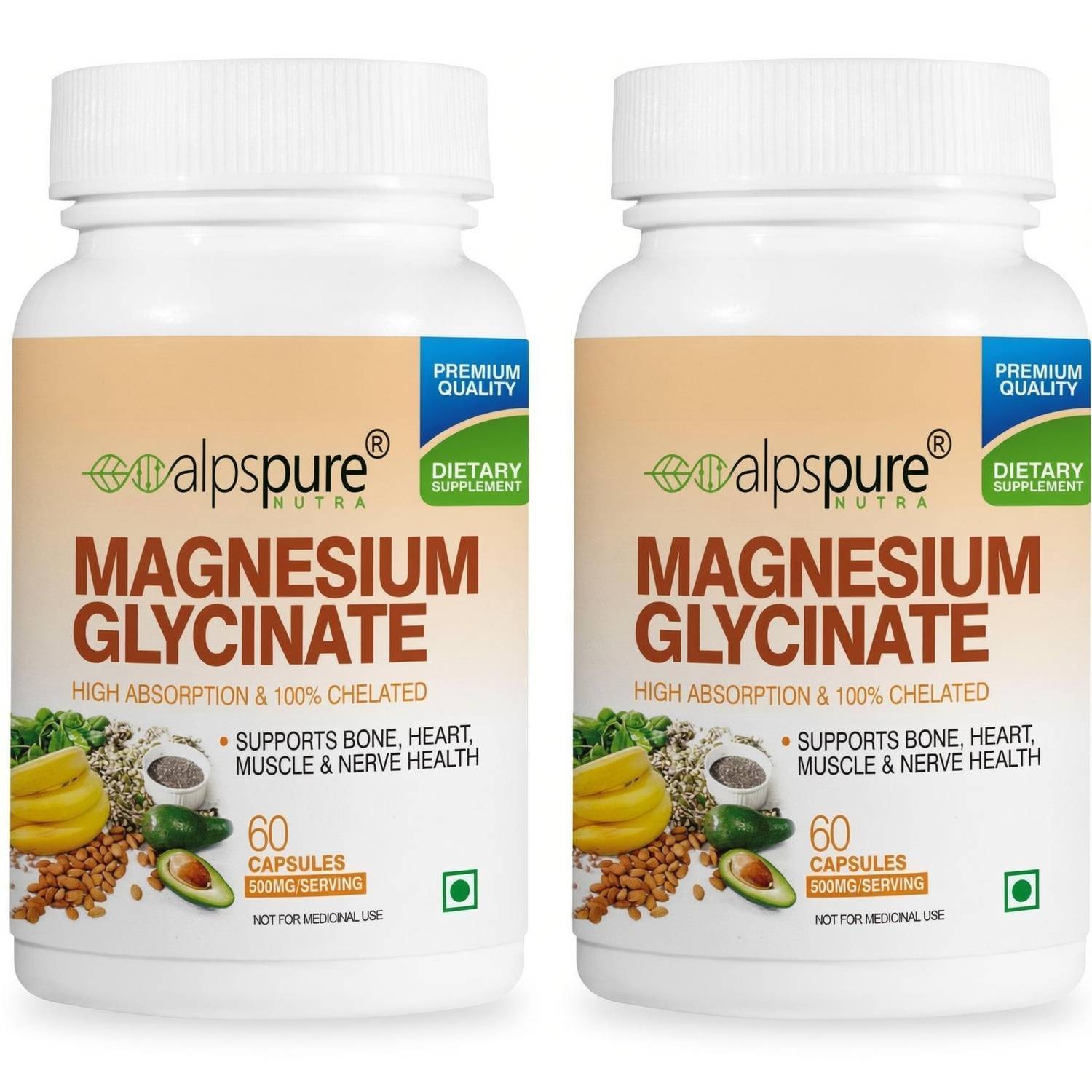 ALPSPURE Magnesium Glycinate 500 Mg Veg Capsules | High Absorption Magnesium Supplement