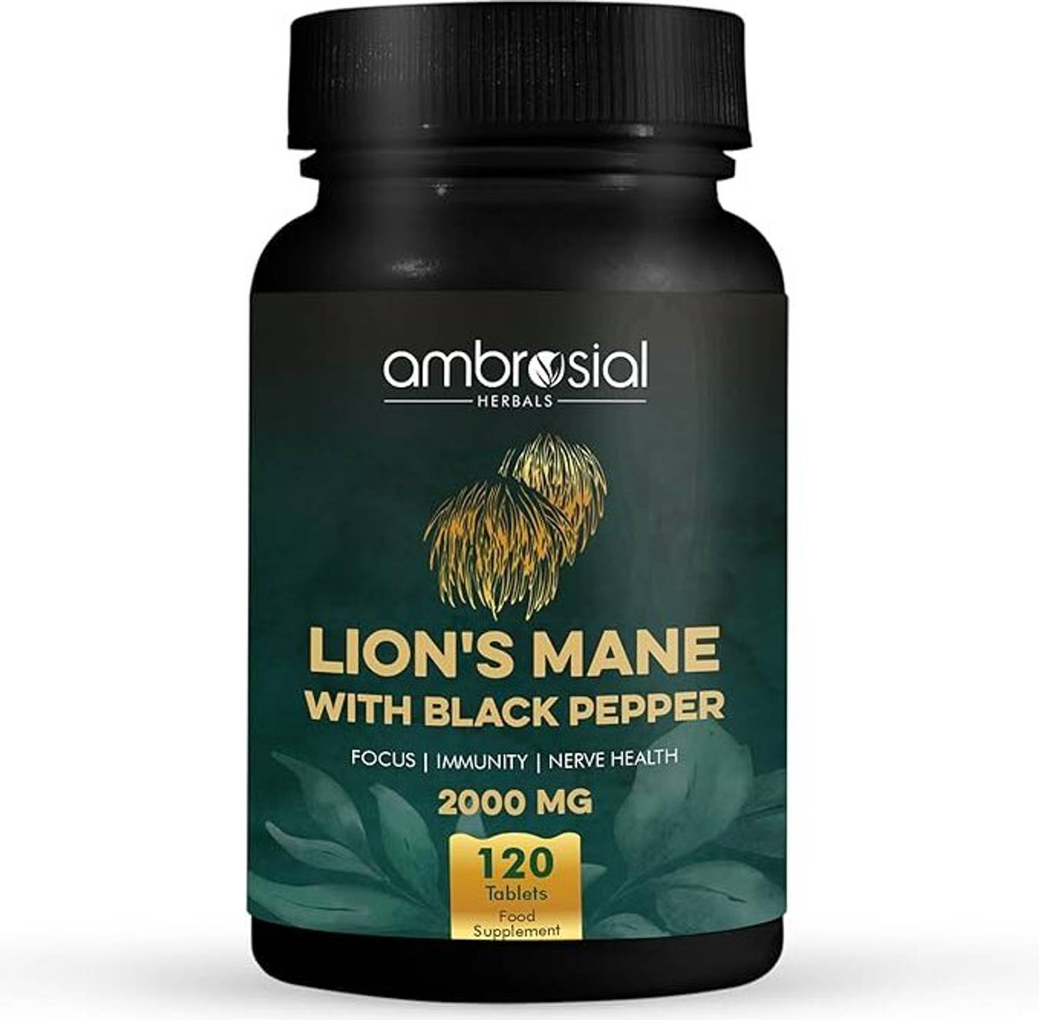 Ambrosial Lion's Mane with Black Pepper - 2000 mg | Lion's Mane Extract