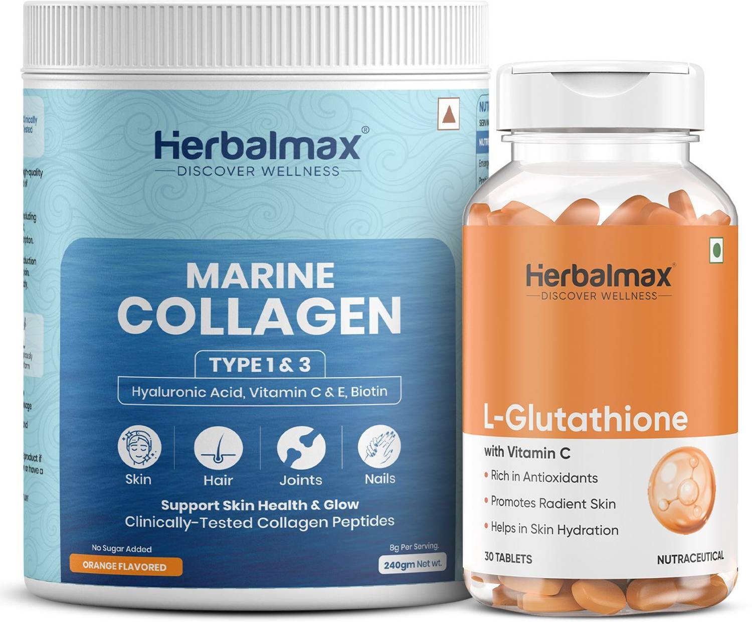 Herbal max L-Glutathione Vitamin C Tablet And Hydrolyzed Marine Collagen  Supplement Price in India