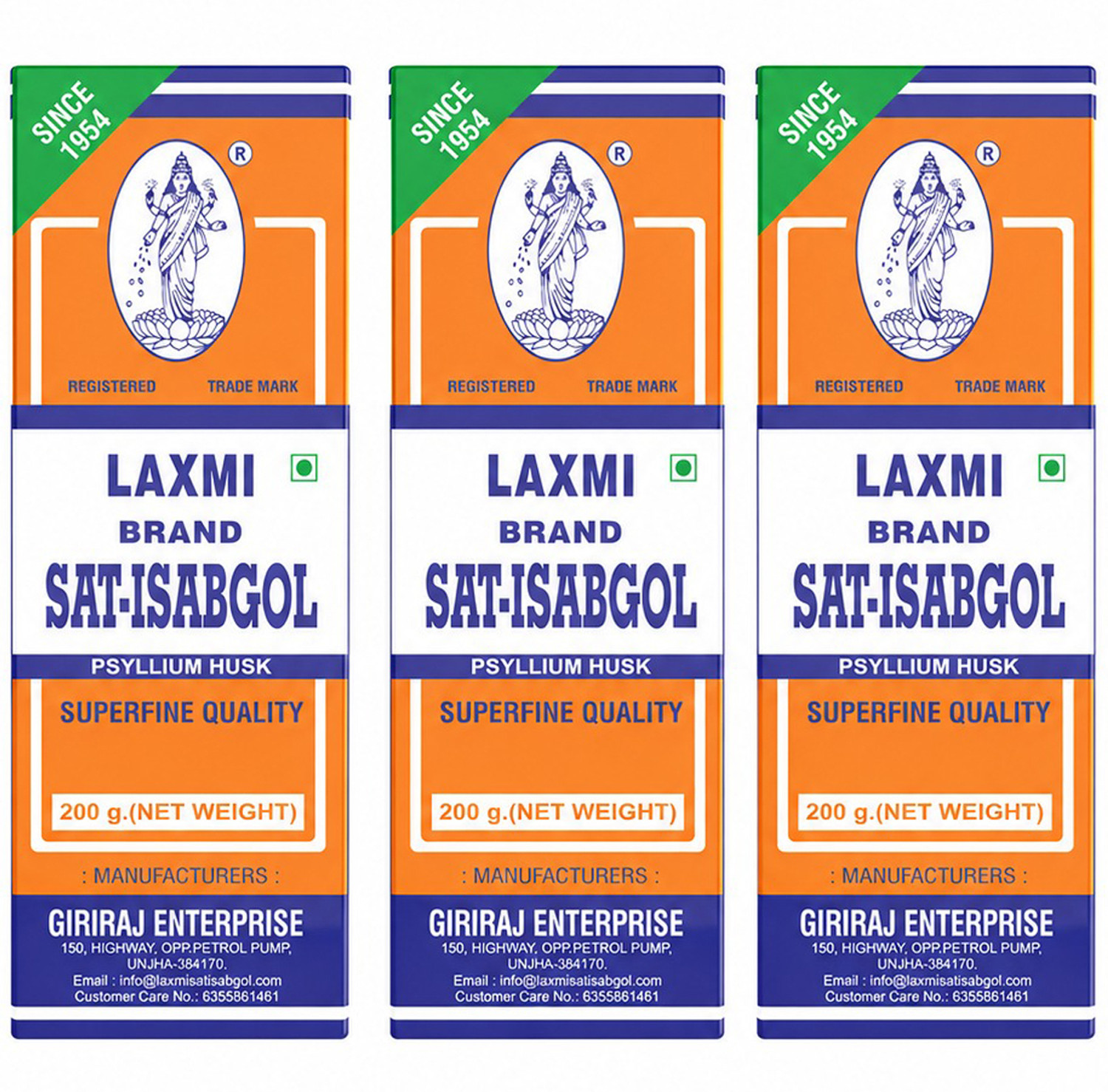 Image of LAXMI Sat Isabgol Psyllium Husk (Pack of 3)