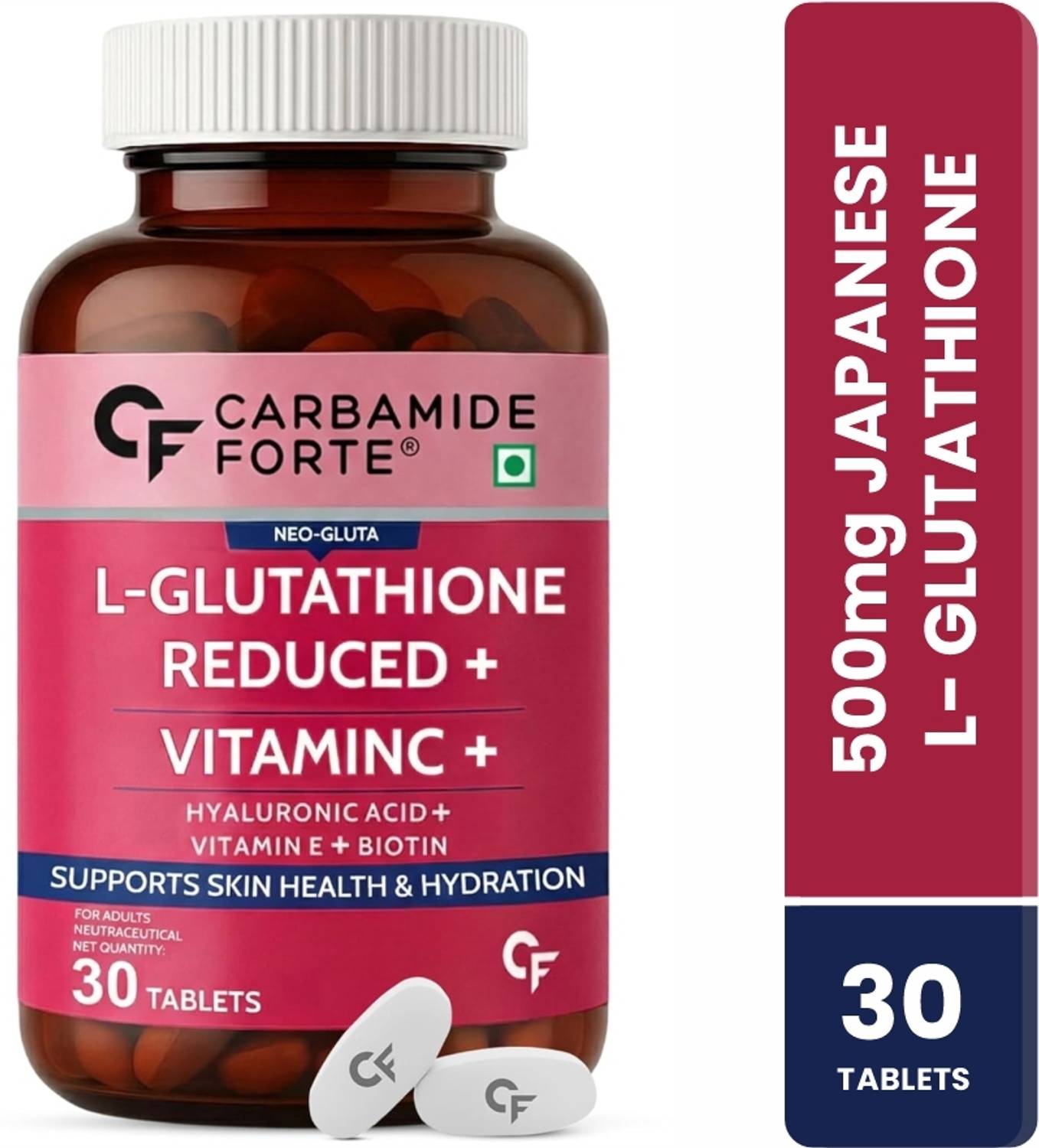 CARBAMIDE FORTE Glutathione Skin Glow tablets 500mg with Vitamin C from  Amla Extract & Biotin Price in India