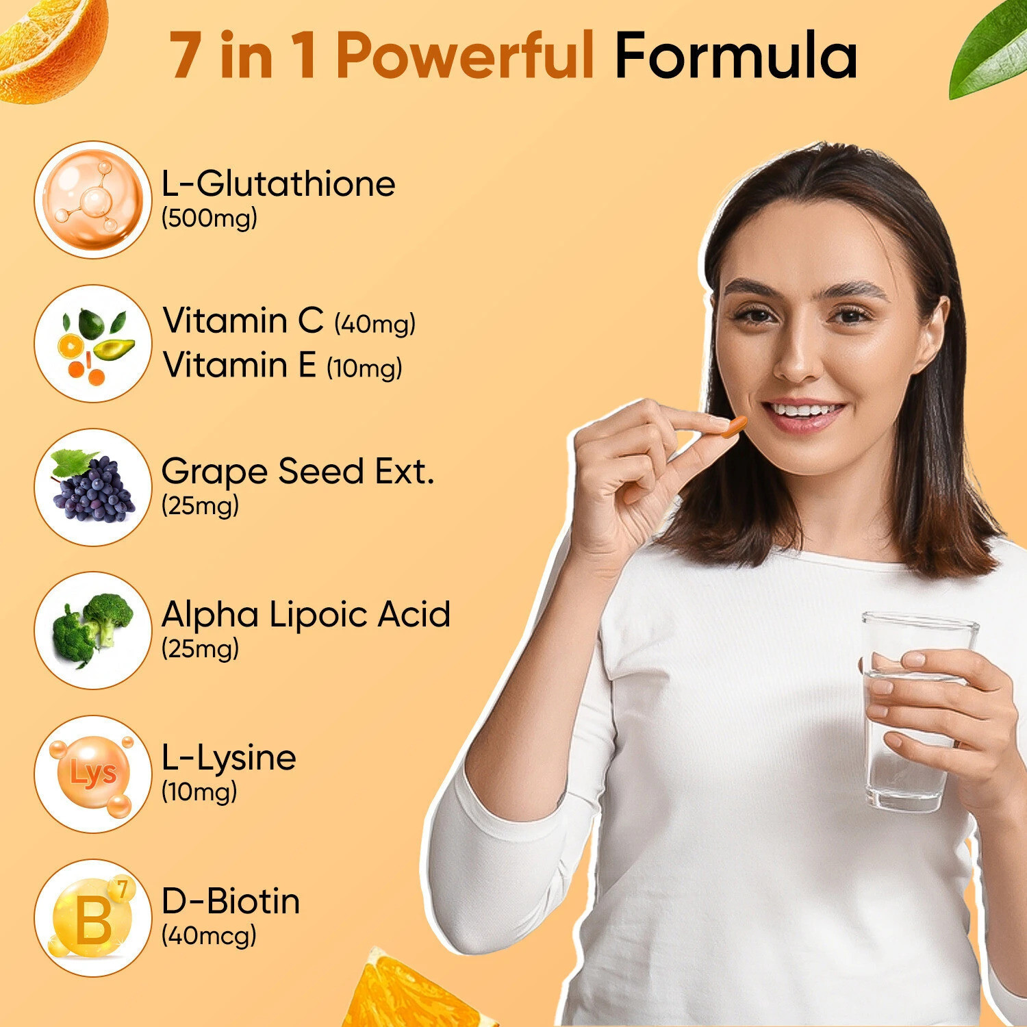 Image of Herbal max L- Glutathione 500mg with Vitamin C, For Clear Skin