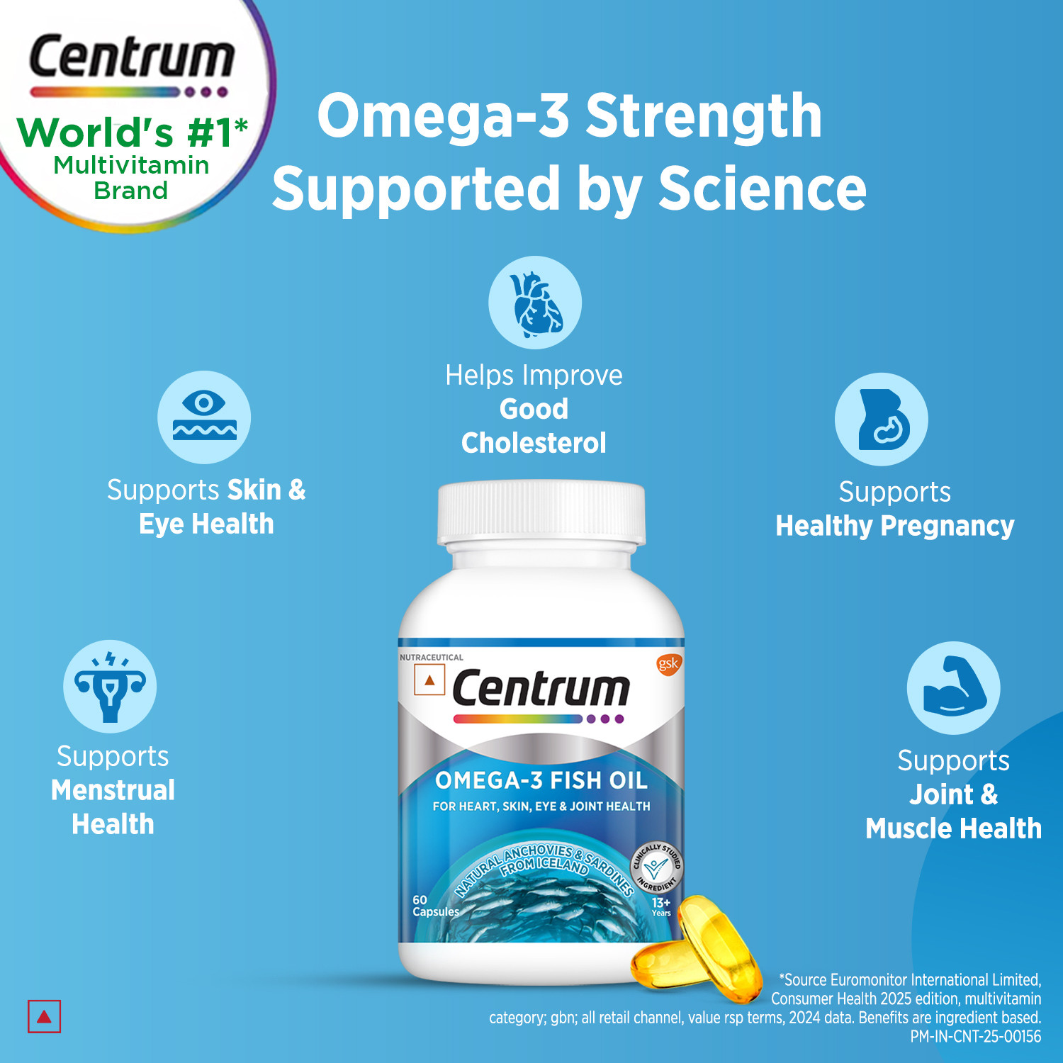 Image of Centrum Omega-3 Fish Oil with EPA & DHA to support Joint,Heart,Skin,Eye & Muscle health