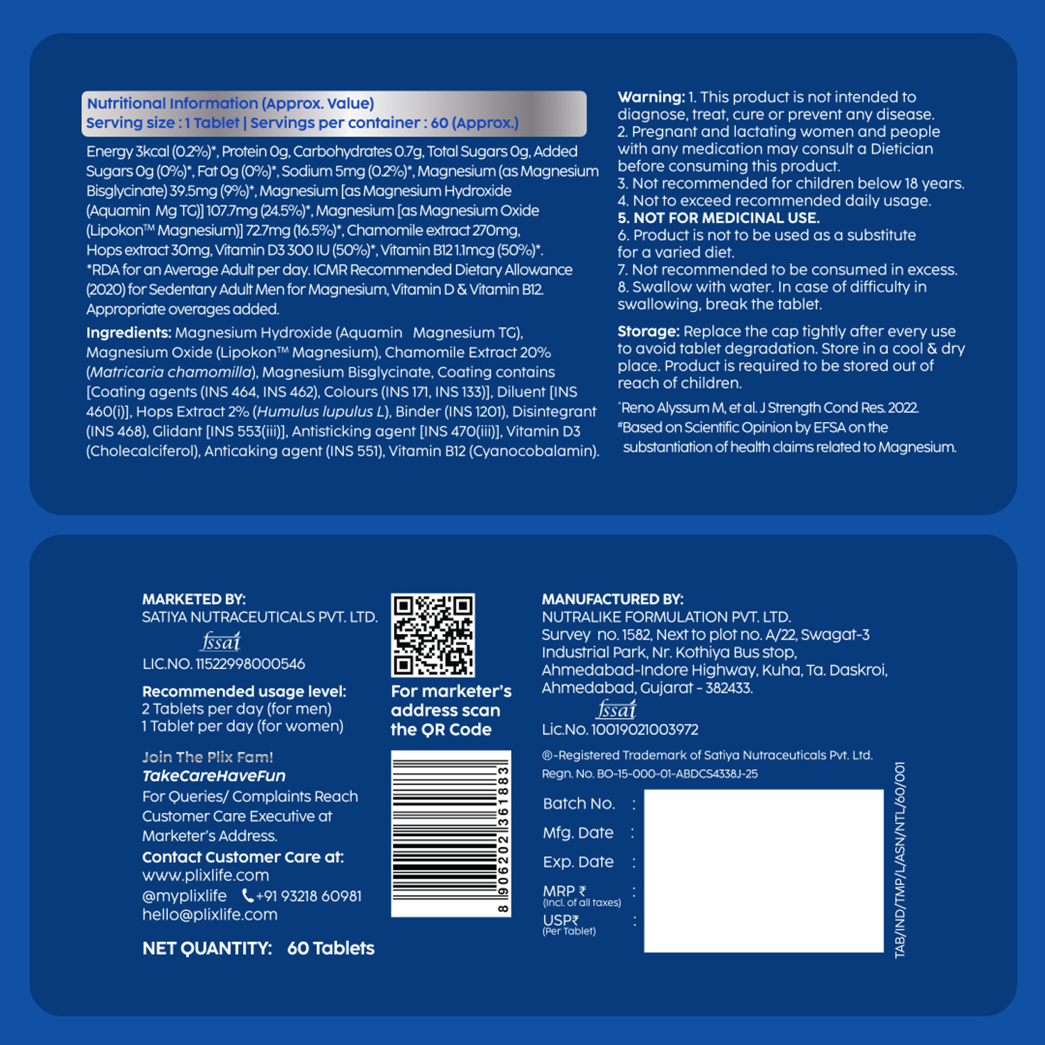 Image of The Plant Fix Plix Tri-Magnesium Plus Tablets | Triple Magnesium Complex, 440mg Elemental Magnesium