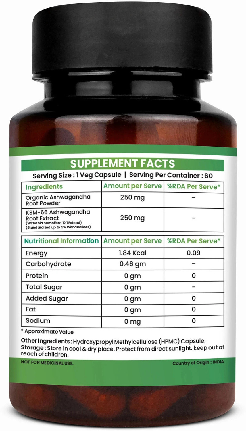 Image of Lavaya Ashwagandha KSM-66 | Support Strength & Energy| Stress Relief | Vegan