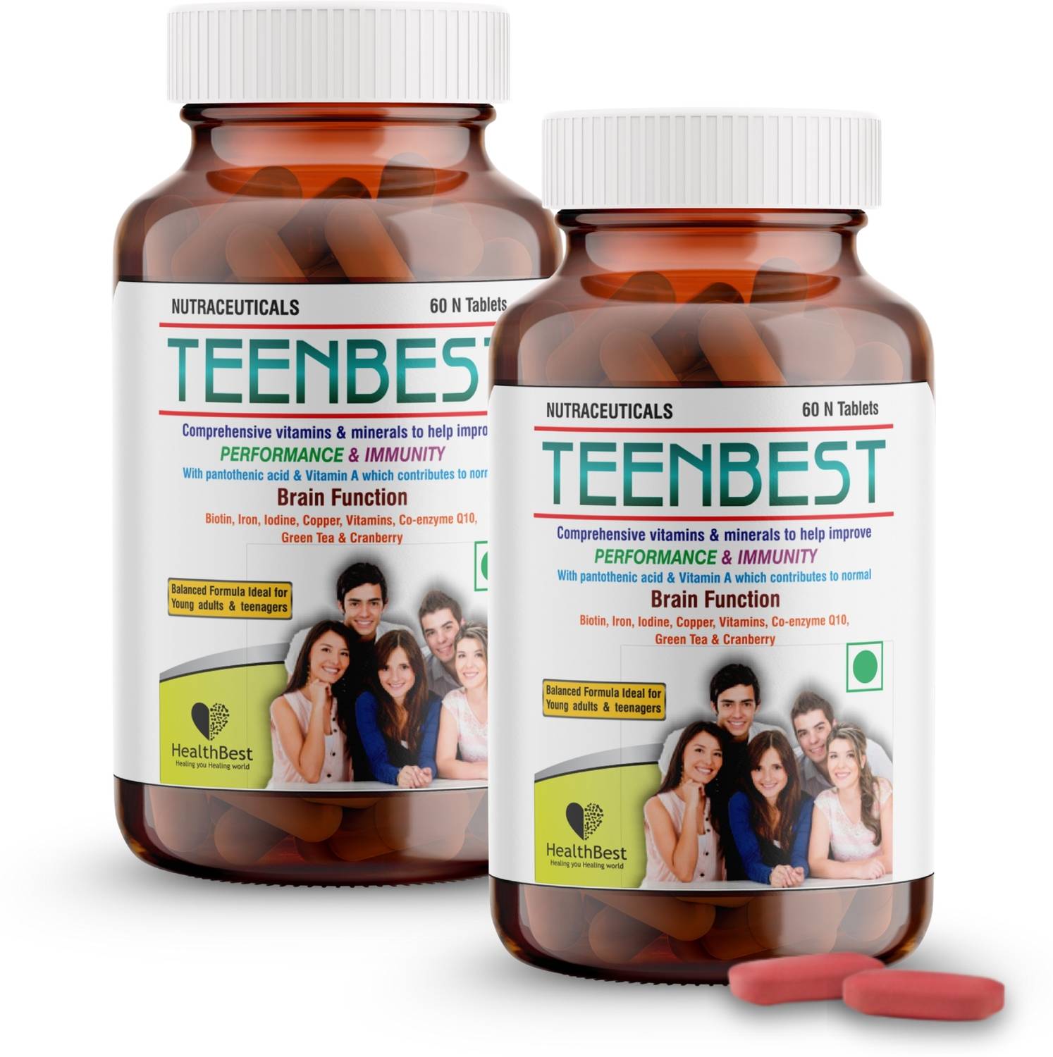 HealthBest Teenbest Multivitamin Tablets 60 Pack of 2 60 Tablets