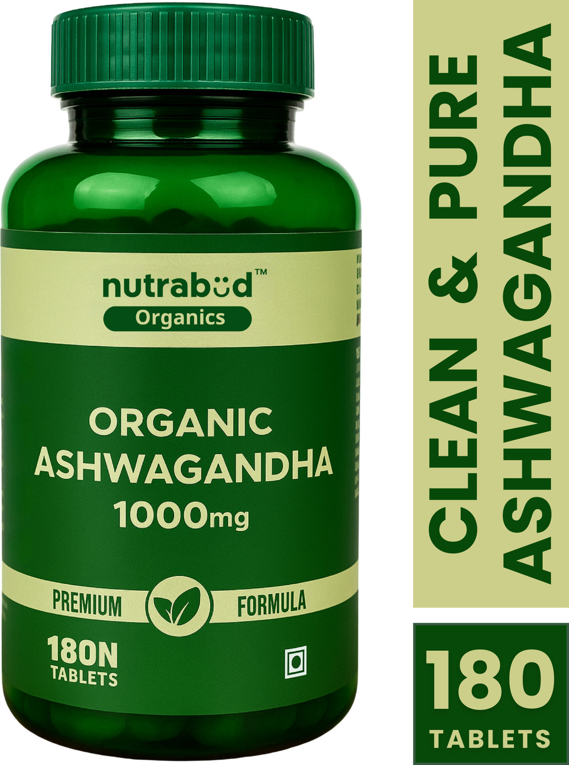 Image of Nutrabud Organics Ashwagandha 1000mg - Supports Strength, Energy & Stress Relief