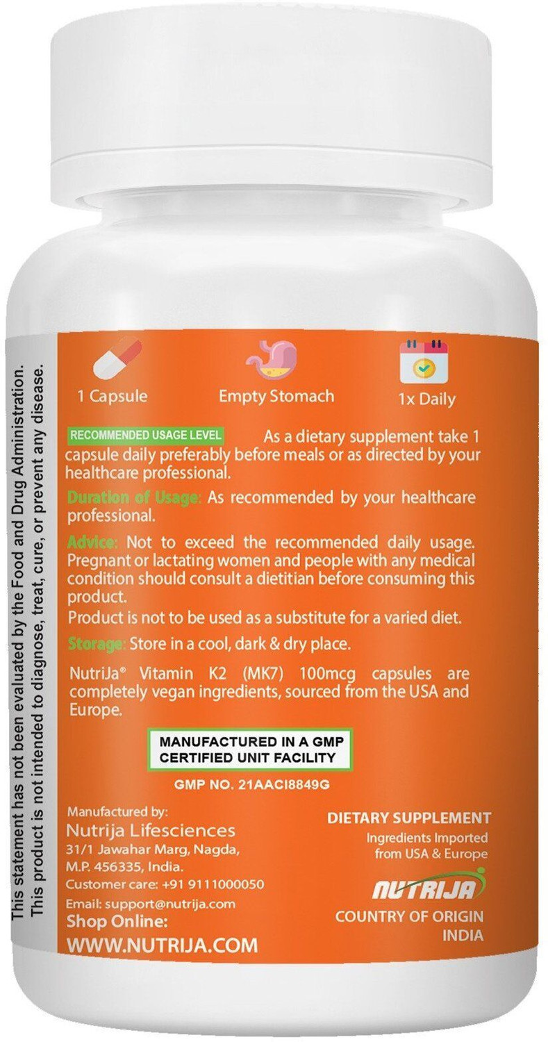 Image of NutriJa Vitamin K2 MK7 100mcg Supplement Supports Bone & Heart Health