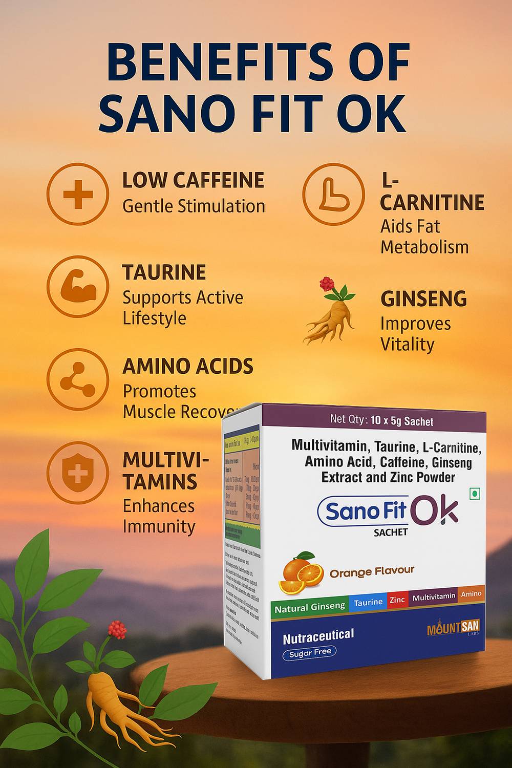 Mountsan Labs SanoFitOk Energy Drink, Preworkout Sachets - Image 3