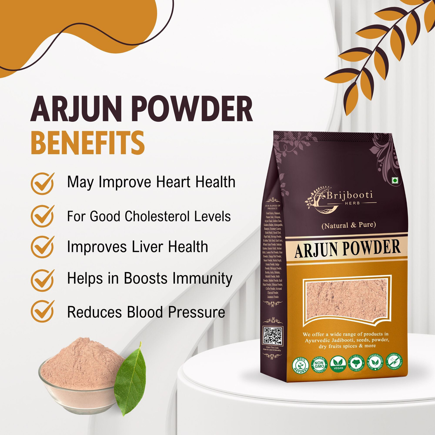 Image of BrijBooti Arjun Ki Chhal Powder | 100% Natural Arjuna Bark for Men & Women | arjuns chal