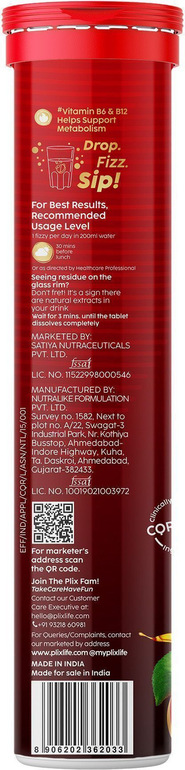 Image of The Plant Fix Plix ACV CQR Plus Effervescent | Fat Reduction & Metabolism Support
