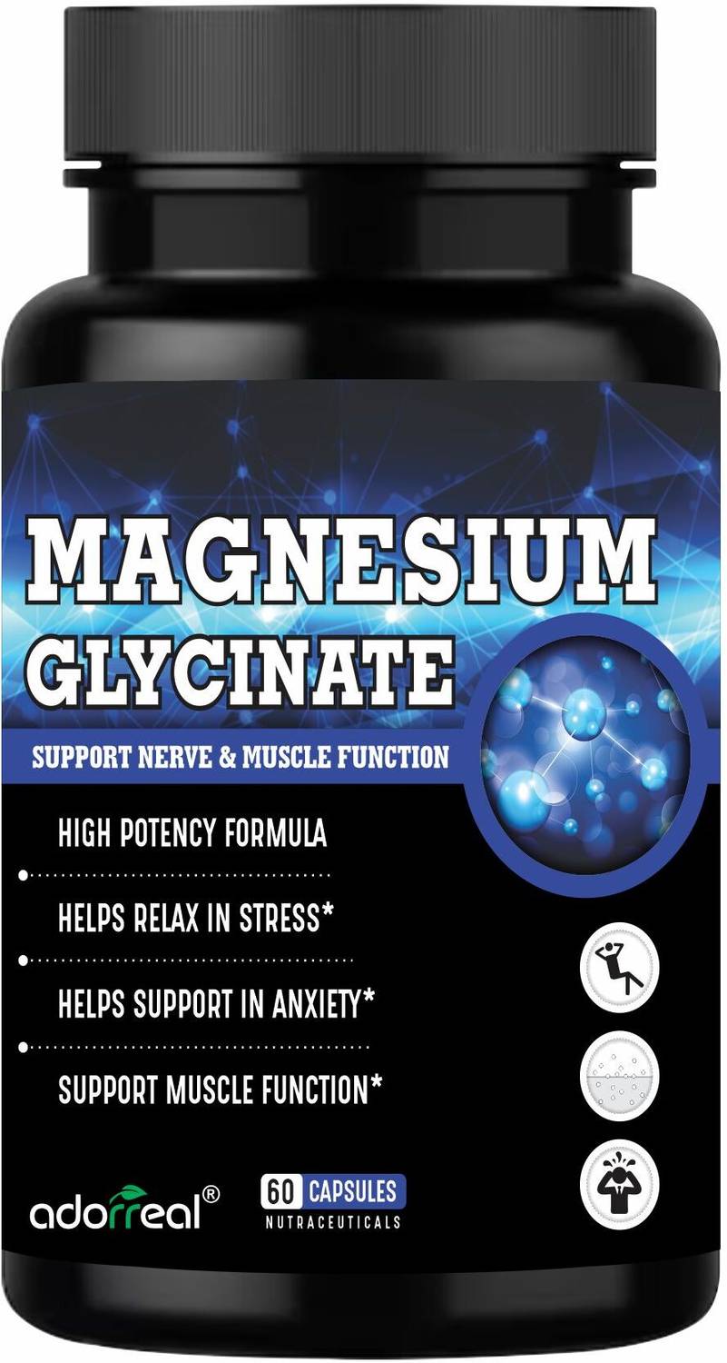 Adorreal Magnesium Glycinate Supplement for Stress Support, Muscle Energy & Heart Health