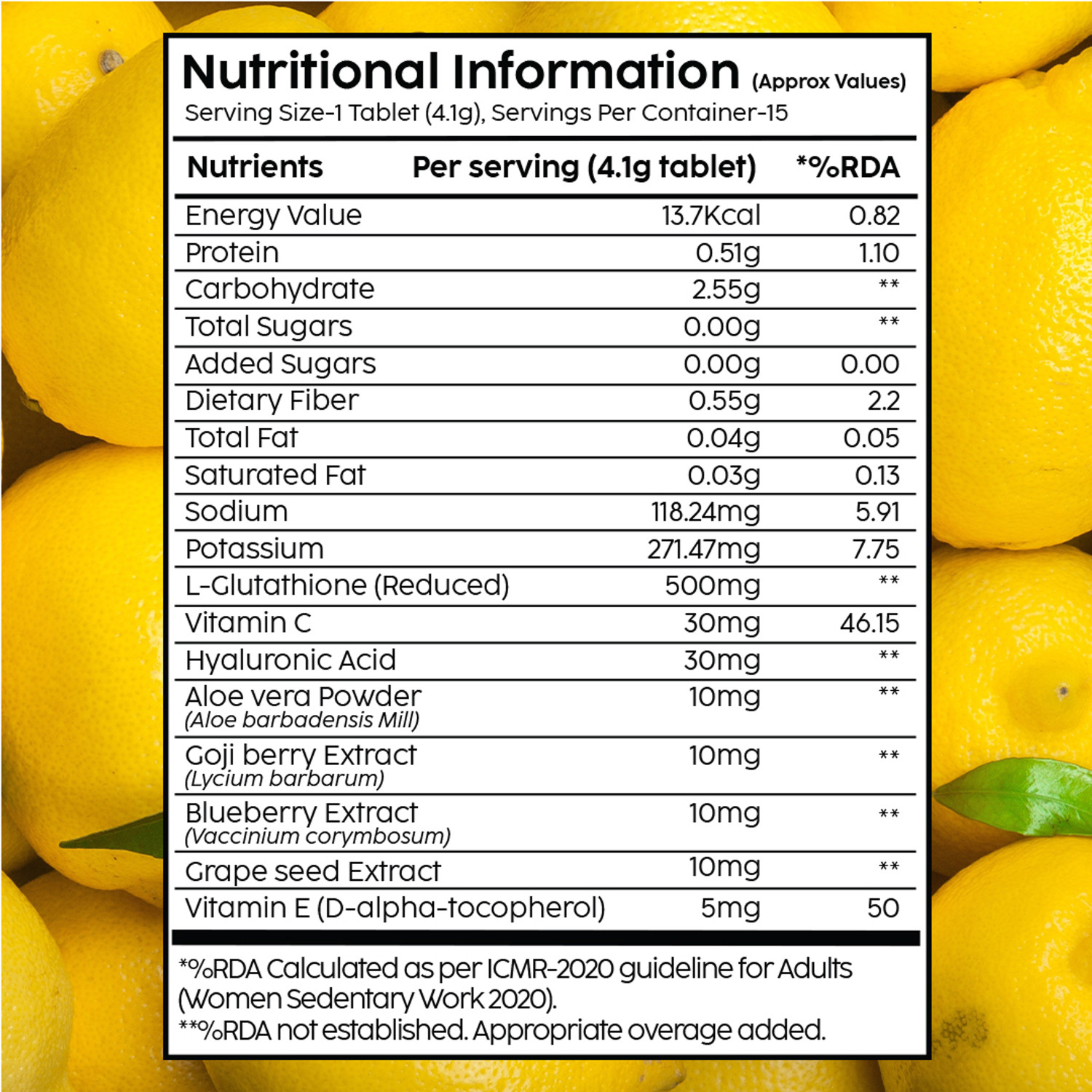 Image of The Plant Fix Plix Glowy Skin Effervescent With 500mg L-Glutathione & Vitamin C | Lemon